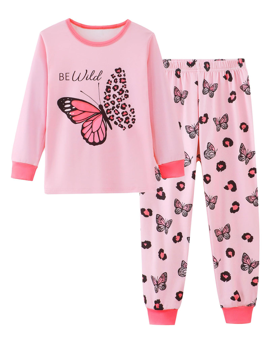 Mikrdoo Girls Pajamas Kids 2 Piece Pjs Set Soft Cozy Long Sleeve Top and Pants Stretchy Girls' Sleepwear Size 4-14 Years