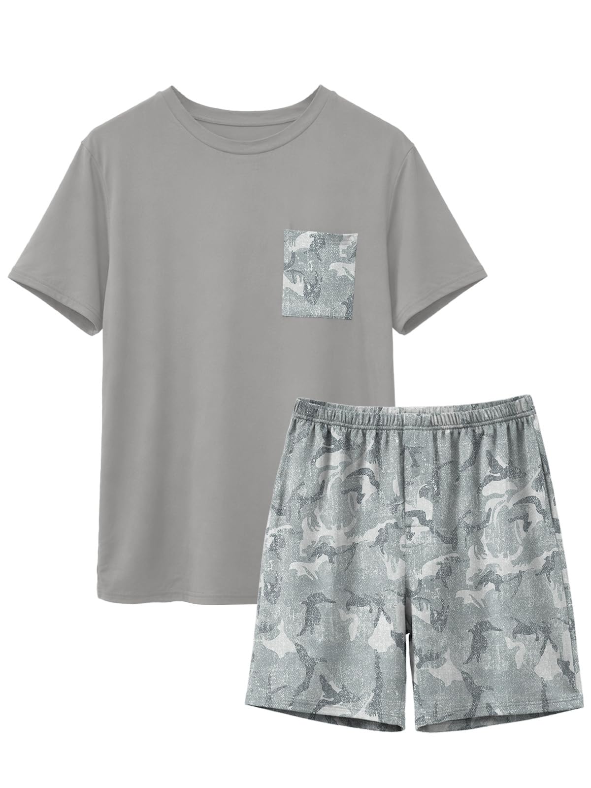 Feiersi Mens Pajama Set Sleepwear Pjs Lightweight Comfy Soft Short Sleeve Sleep Set With Pockets WEBE CLOTHING
