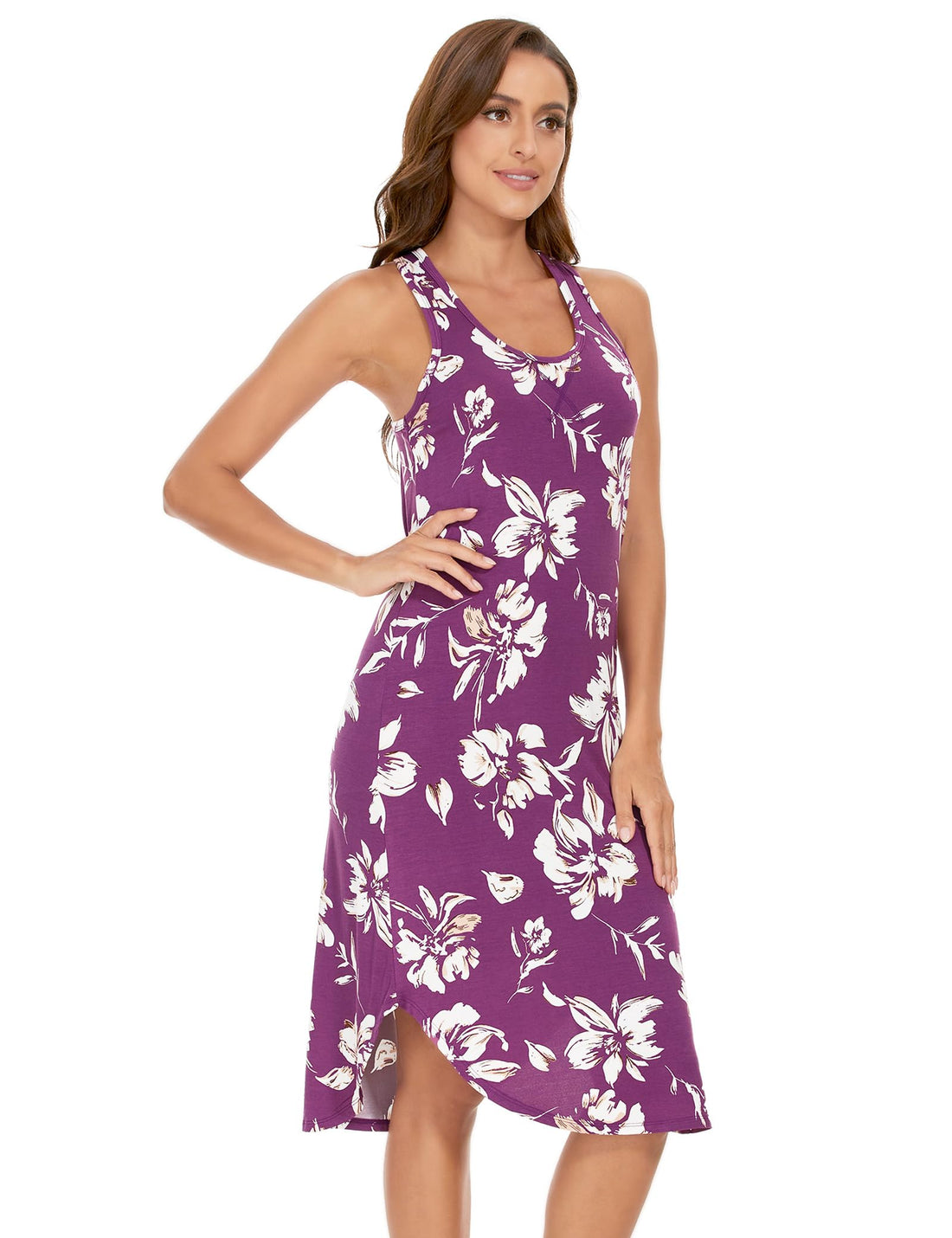 GYS Women's Bamboo Viscose Cooling Racerback Tank Nightgown | Moisture wicking, Breathable, Tagless, Sleeveless, Soft stretch, Racerback design, for hot flashes & summer sleep WEBE CLOTHING