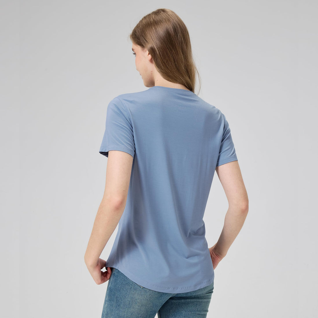 netdraw Women's Soft Bamboo Viscose T-Shirt, Curved Hem Crew Neck Short Sleeve Moisture Wicking Casual Sleep Pajama Tops