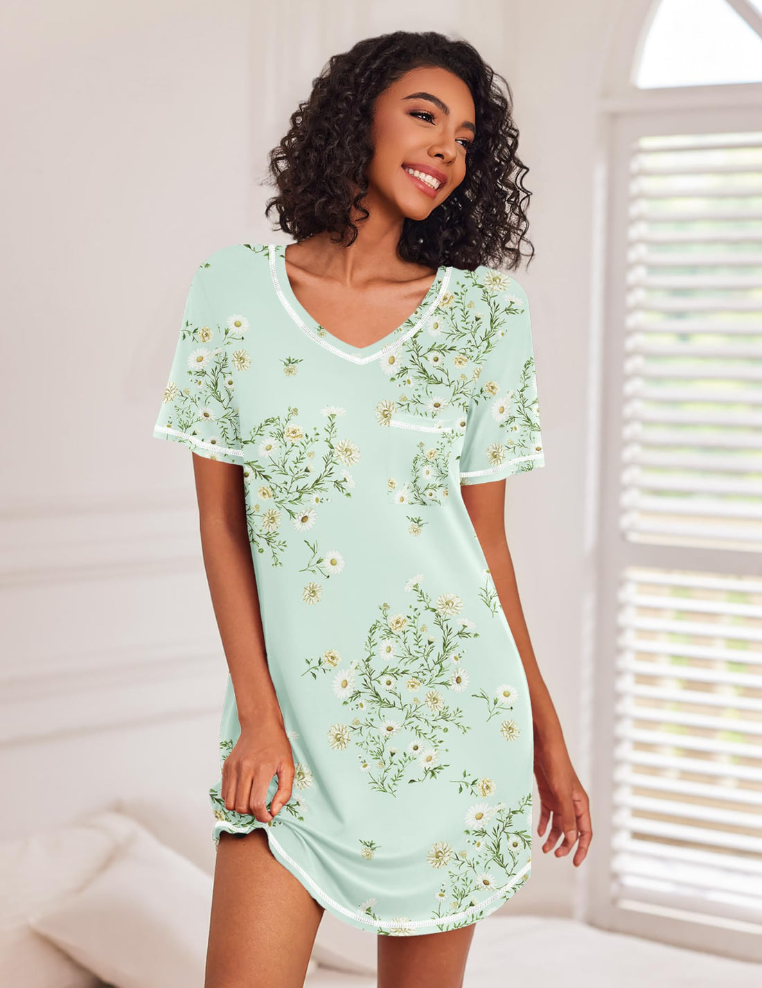 Ekouaer 3 Pack Nightgowns for Women Short Sleeve Sleep Shirts T Shirt Night Gown V Neck Nightshirts Soft Sleepwear Dress