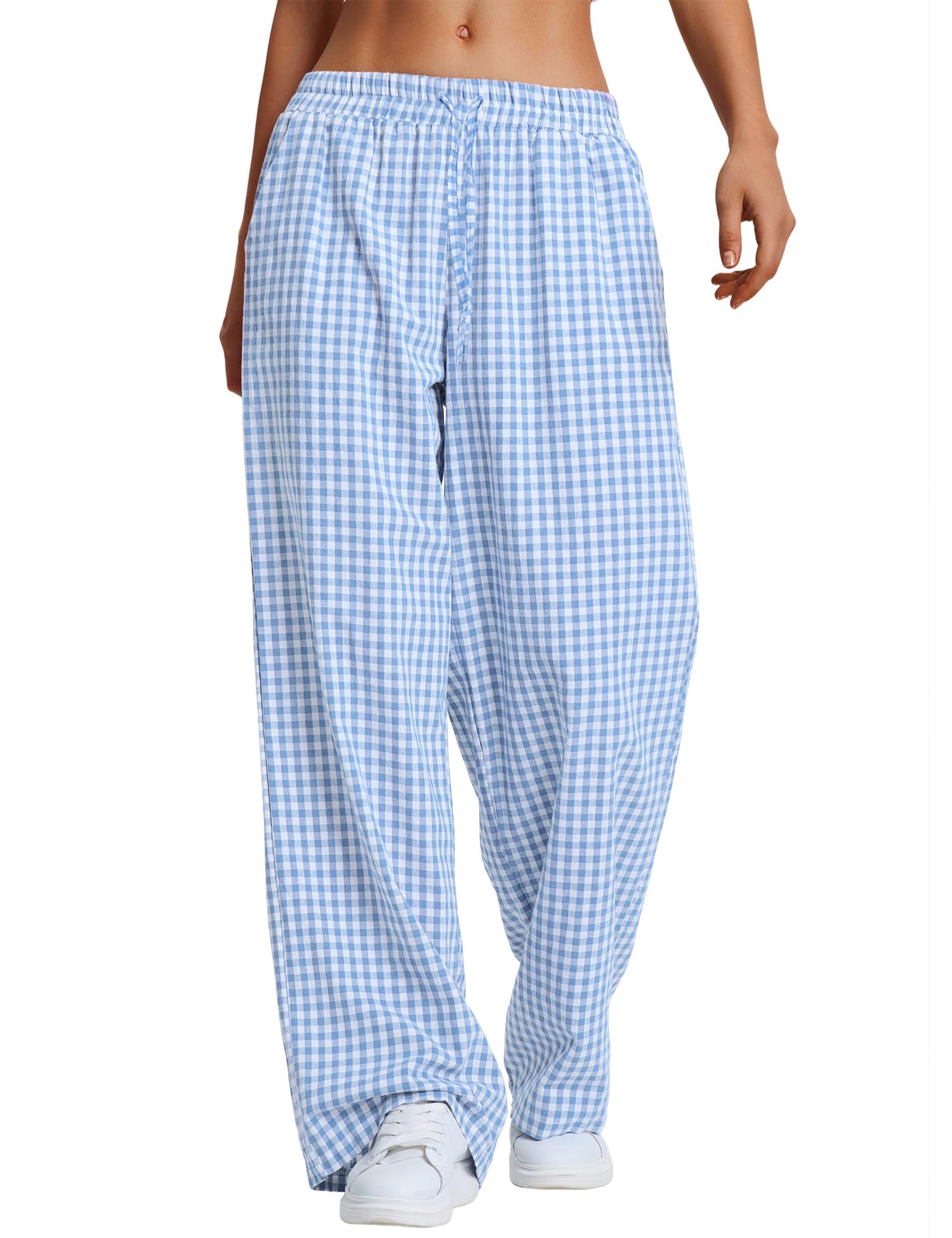 LOMON Striped Gingham Pants Women 2026 Spring Summer Pajamas Wide Leg Pj Lounge Boxer Bottoms Y2k Trousers with Pocket
