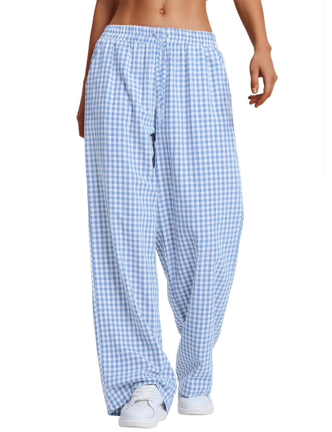 LOMON Striped Gingham Pants Women 2026 Spring Summer Pajamas Wide Leg Pj Lounge Boxer Bottoms Y2k Trousers with Pocket