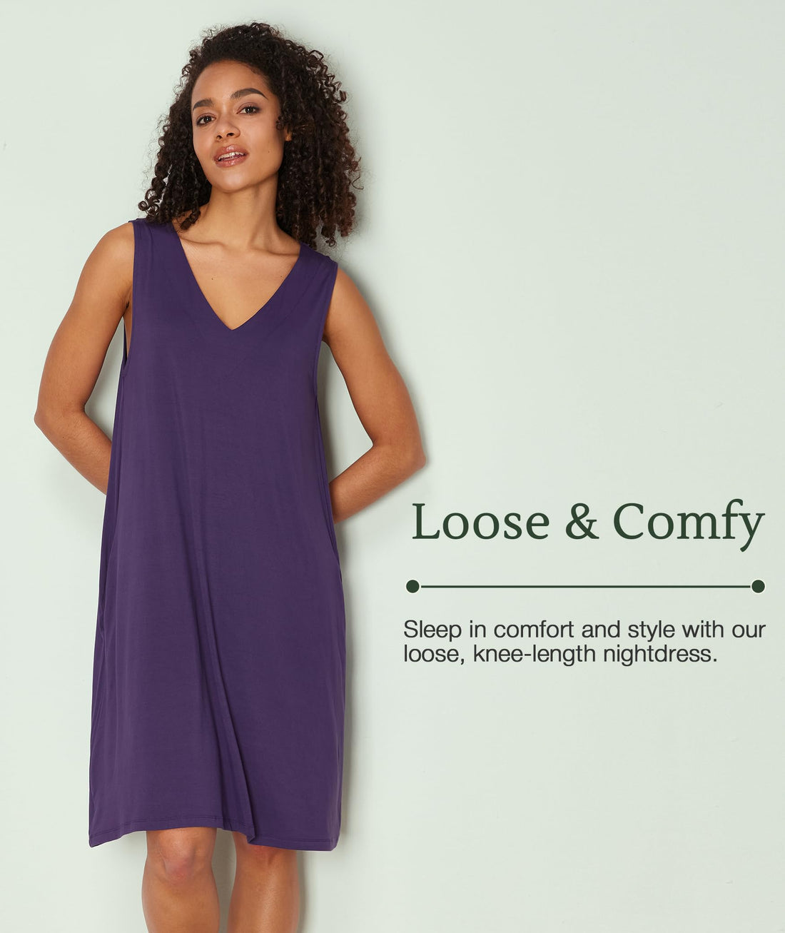 GYS Bamboo Viscose Women's Nightgowns V Neck Sleeveless Tank Pajama Dress for Women WEBE CLOTHING