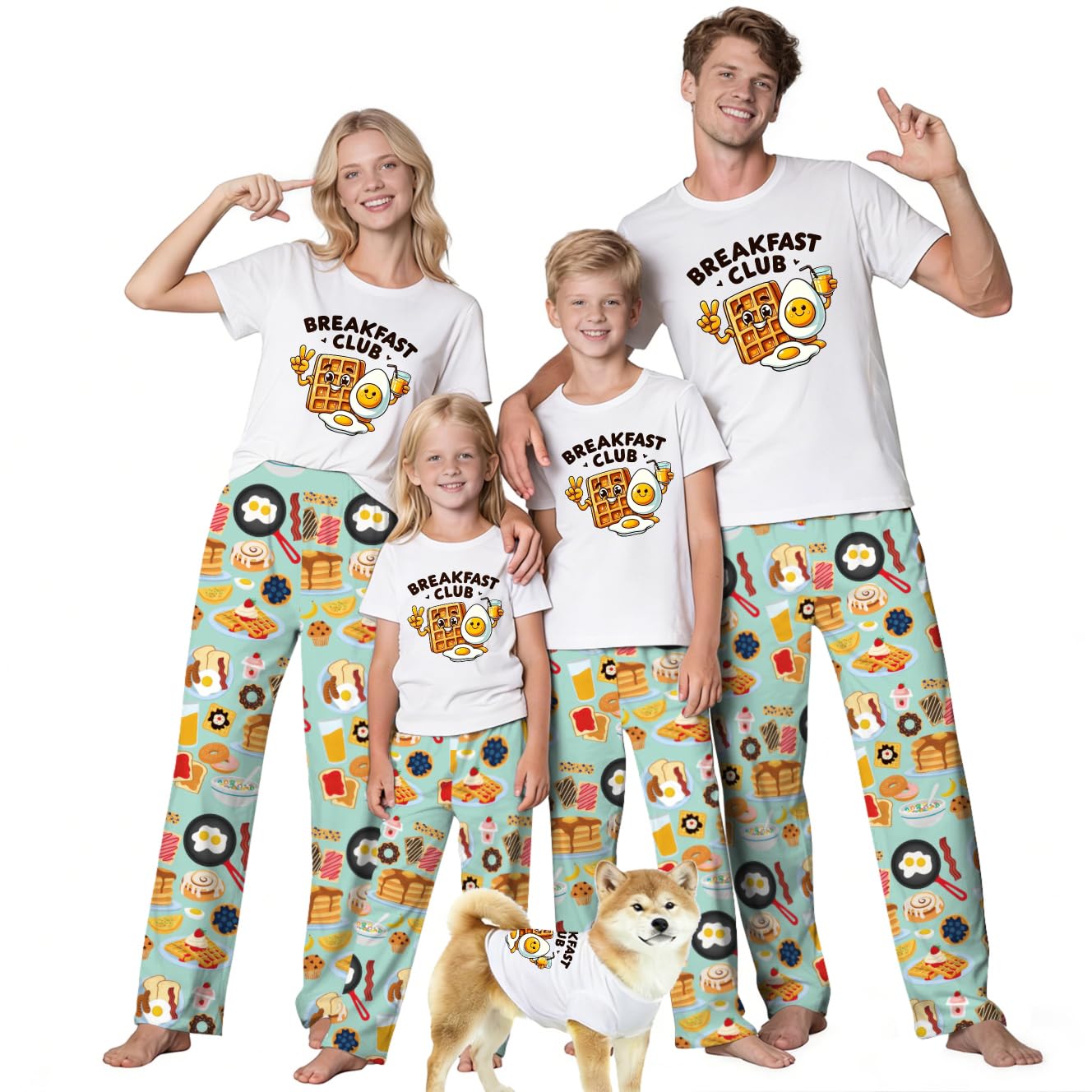 MI X TEE Matching Family Pajamas Set, Cartoon Graphic Print Mommy and Me Matching Outfits, Soft Nightwear for Family WEBE CLOTHING