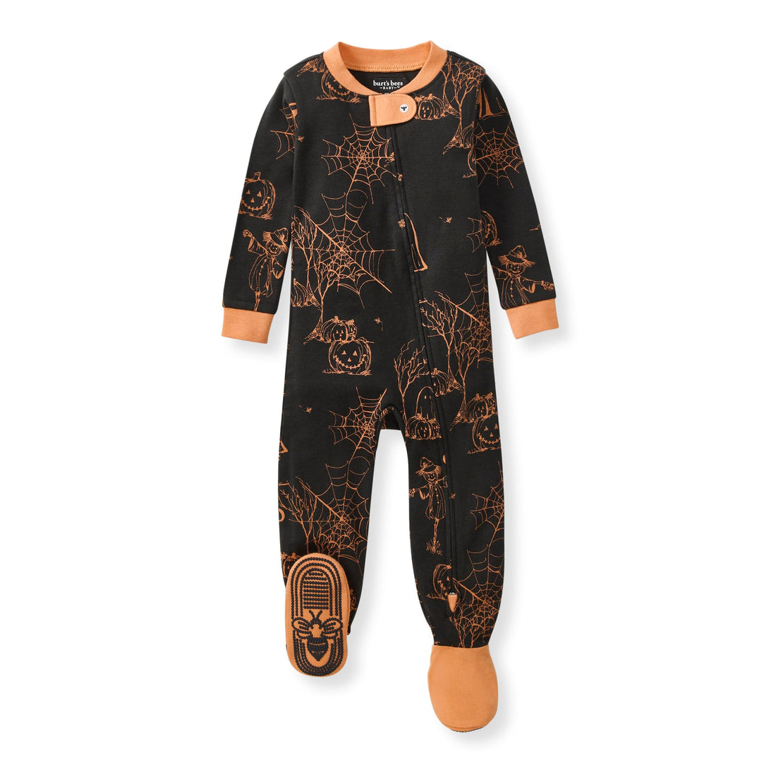 Burt's Bees Baby Organic Cotton Footed Pajamas for Boys, Zipper PJ Sleeper, Snug Fit Sleepwear with Non-Slip Bee Grips