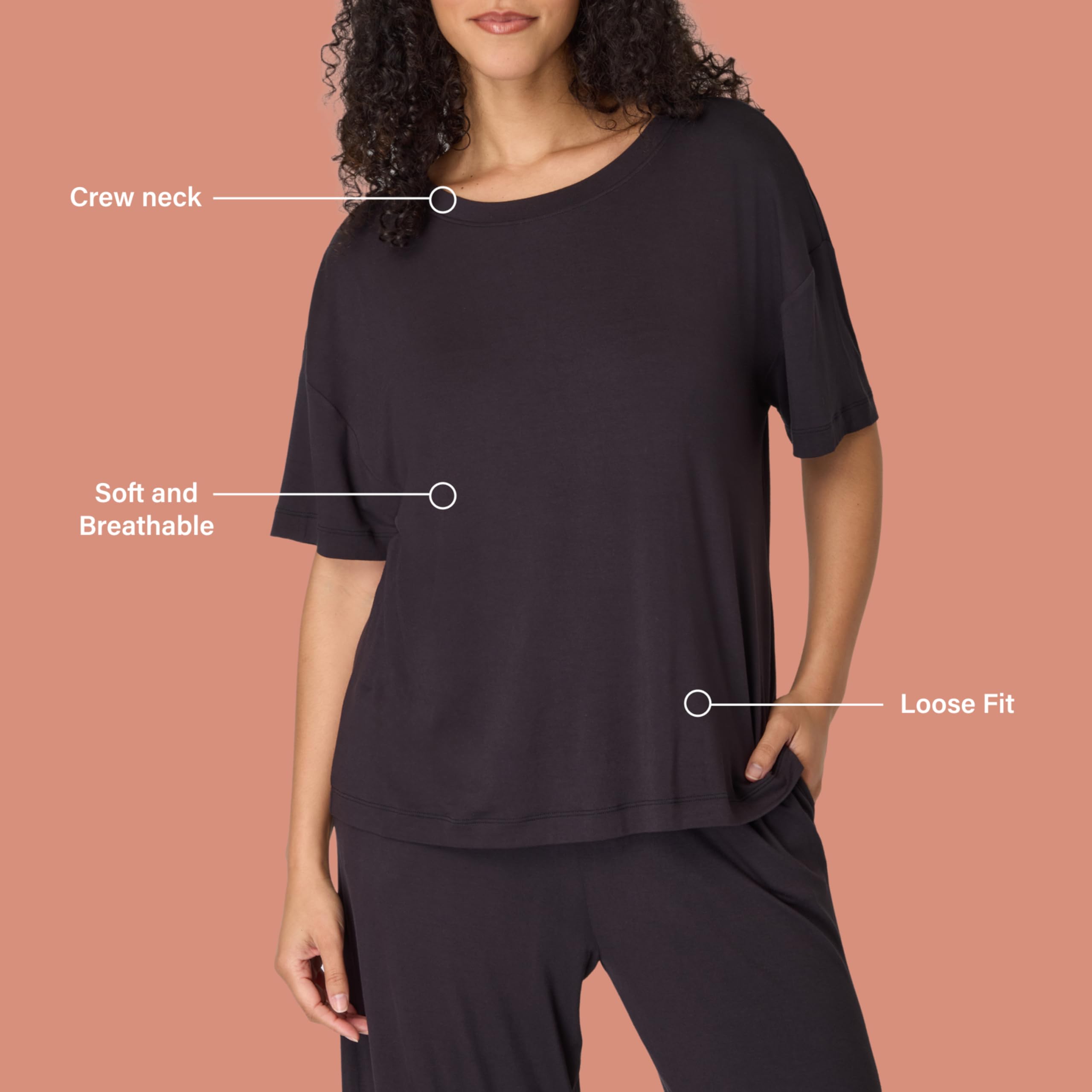 Bali Women's Sleepwear T-Shirt, Breathe Short-Sleeve Pajama Tee, Boxy Sleepwear Tee for Women WEBE CLOTHING