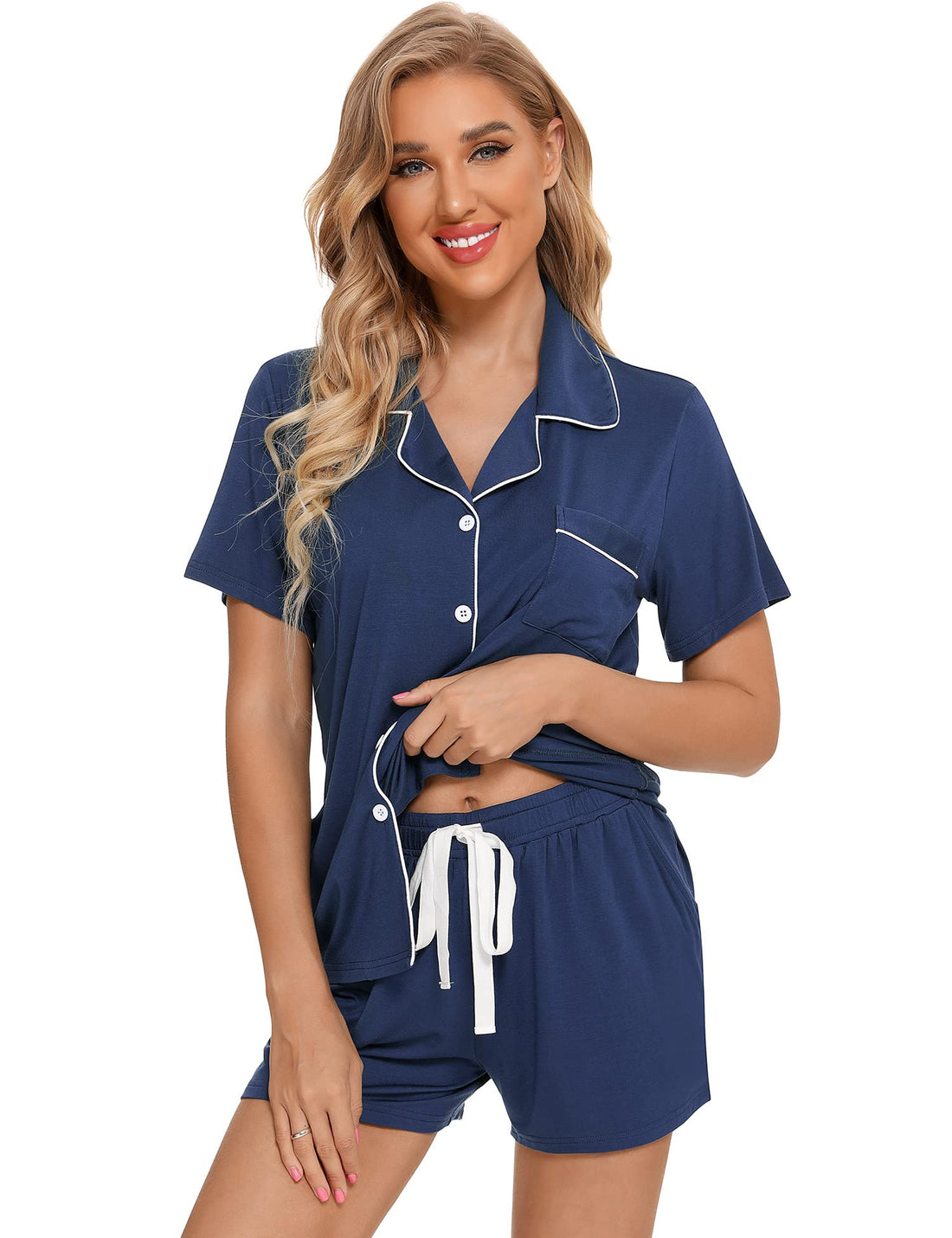 Leikar 2 Pack Button Up Pajama Set For Women Sleepwear Soft Pjs Bride Pajamas