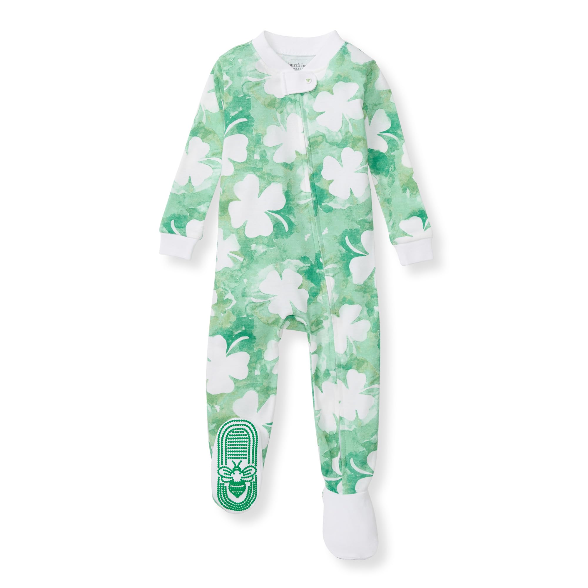 Burt's Bees Baby Organic Cotton Footed Pajamas for Boys, Zipper PJ Sleeper, Snug Fit Sleepwear with Non-Slip Bee Grips