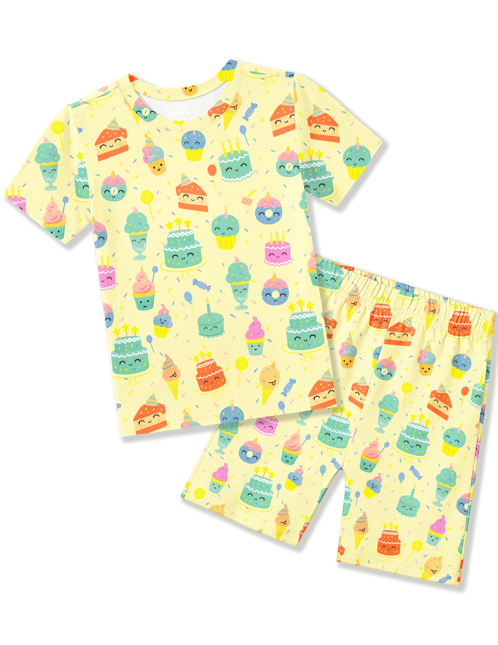 Arshiner Pajamas for Girls Summer Short Sleeve Sleepwear Kids Soft Cute Snug Fit Pjs Sets