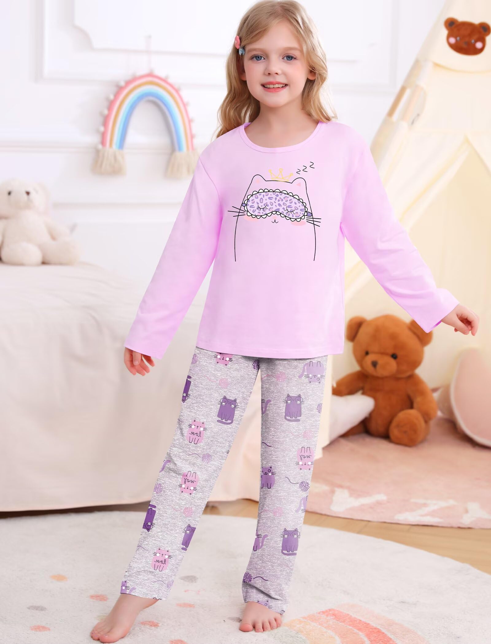 SWOMOG Girls Pajama Set Short Sleeve Tops & Ruffled Shorts with Pocket 2 Piece Summer Pajamas for Kids Size 6-15