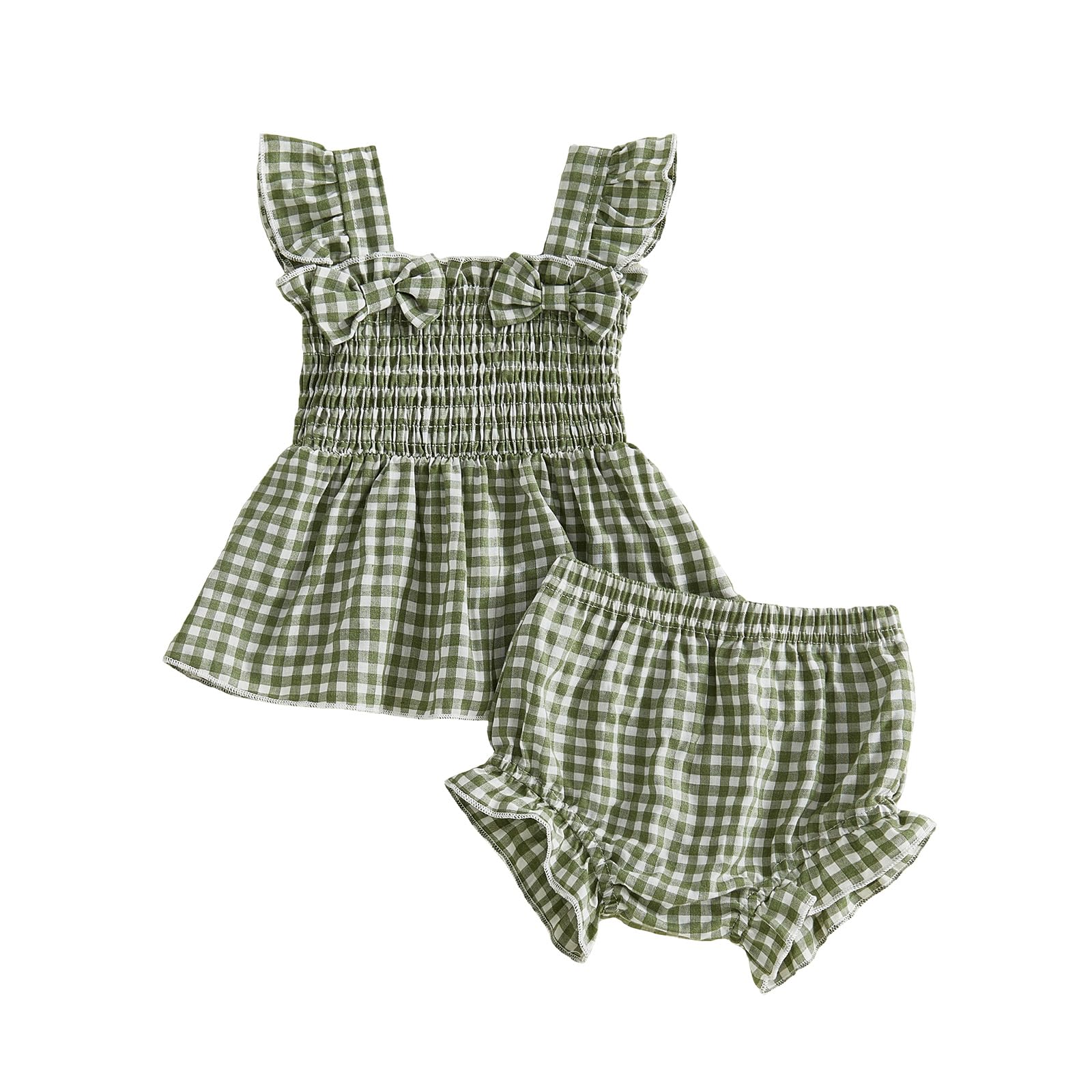 Baby Girl Clothes Infant Summer Outfits Set Plaid Ruffle Sleeve Shirt Tops and Bloomers Shorts WEBE CLOTHING