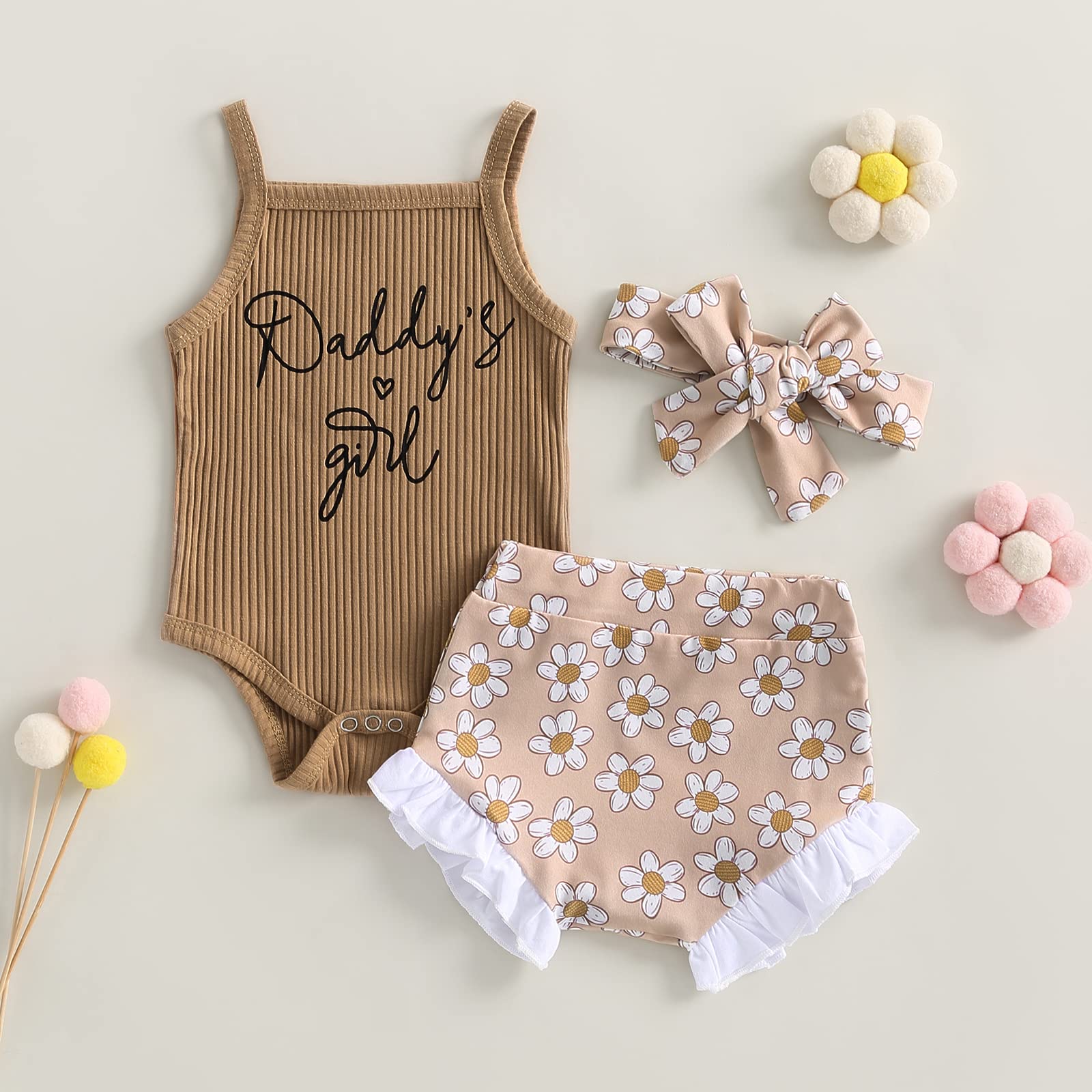 Newborn Baby Girl Summer Clothes Boho Infant Sleeveless Romper Bodysuit Shorts Headband 3Pcs Outfits WEBE CLOTHING
