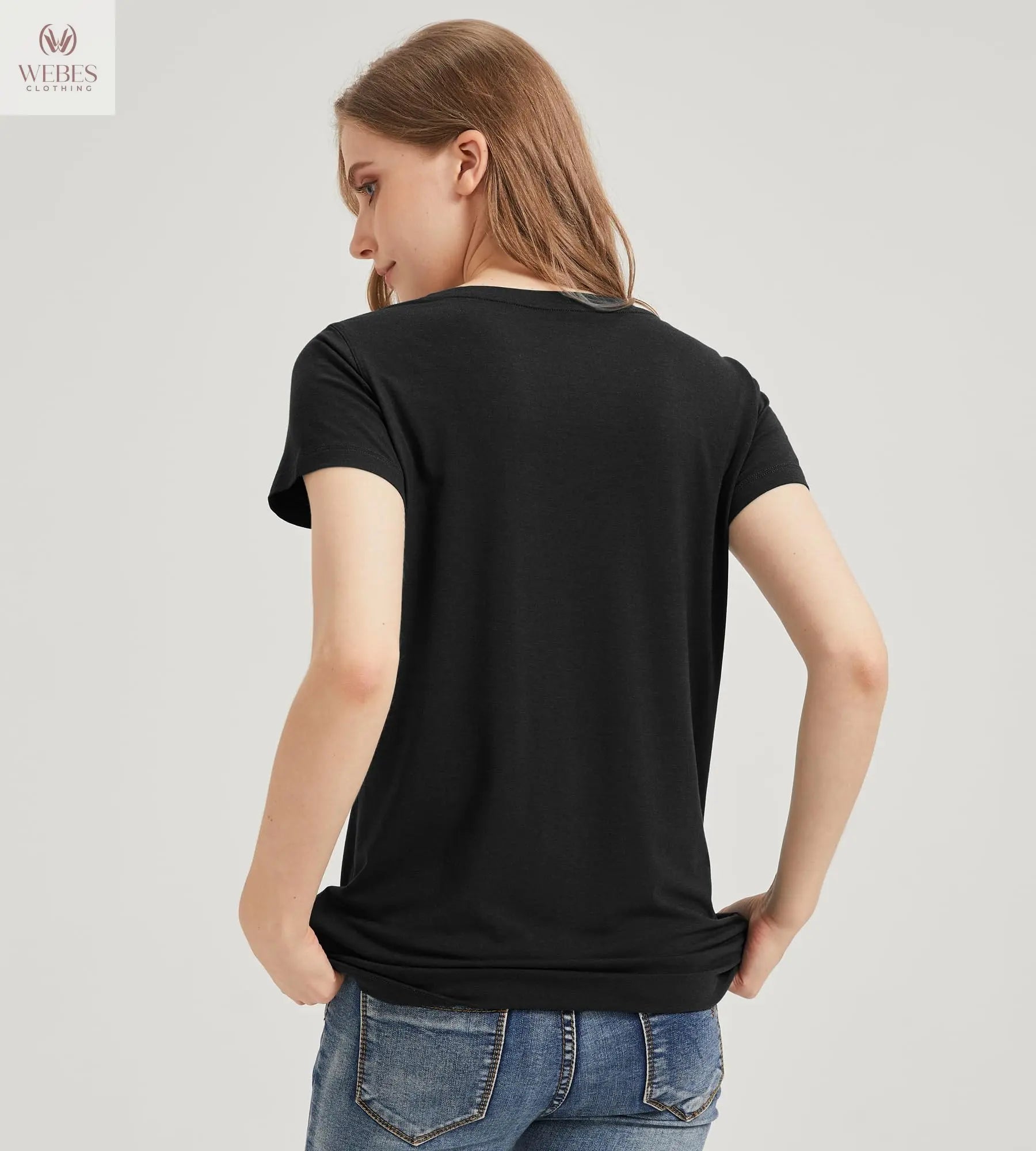 netdraw Women's Ultra-Soft Bamboo Viscose Cotton V-Neck Short Sleeve T-Shirt, Casual Summer Tops for Lounge Sleep Pajama
