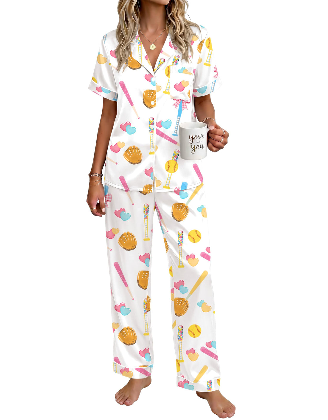 Ekouaer Womens Silky Satin Pajamas Set Short Sleeve Button Down Sleepwear 2 Piece Lounge Set Pj Set WEBE CLOTHING