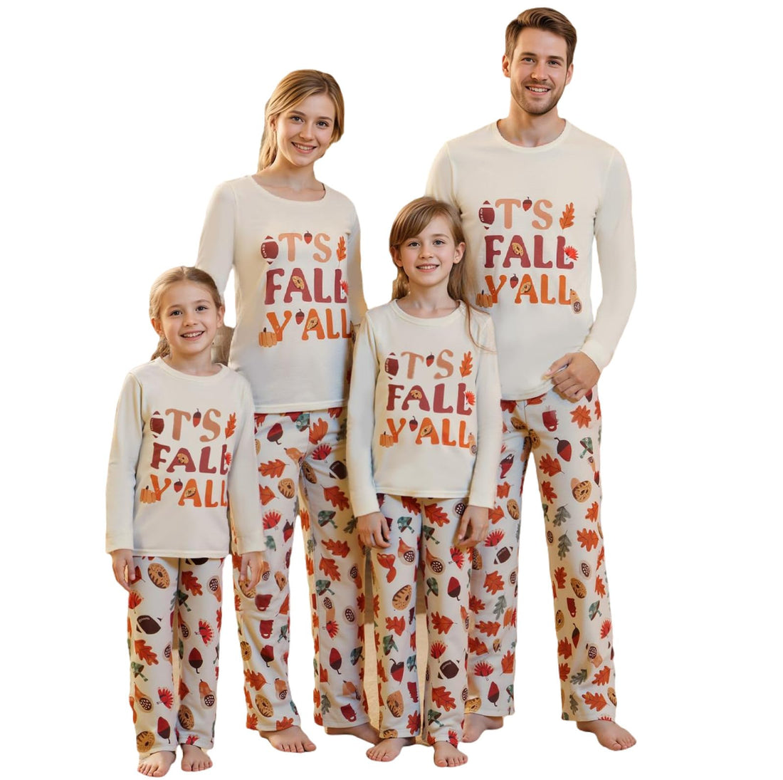 Family Pajamas Matching Sets - Cozy Fall Pjs Sets with Long Sleeve & Harvest Print Pants | Family Fall Clothes