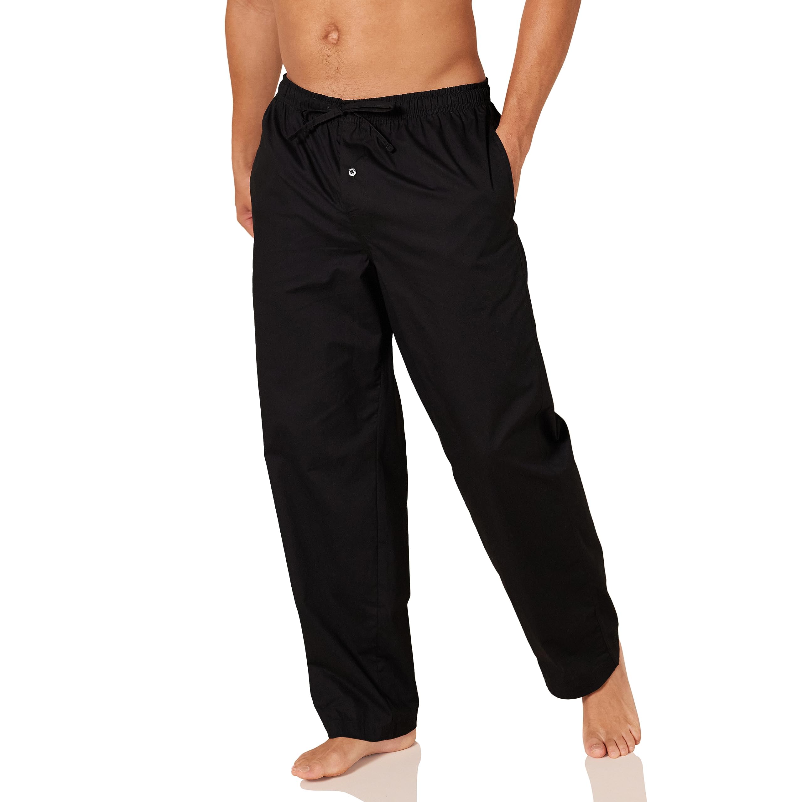 Amazon Essentials Men's Cotton Poplin Straight-Fit Pajama Pants with Pockets, Elastic Waist, Drawstring WEBE CLOTHING