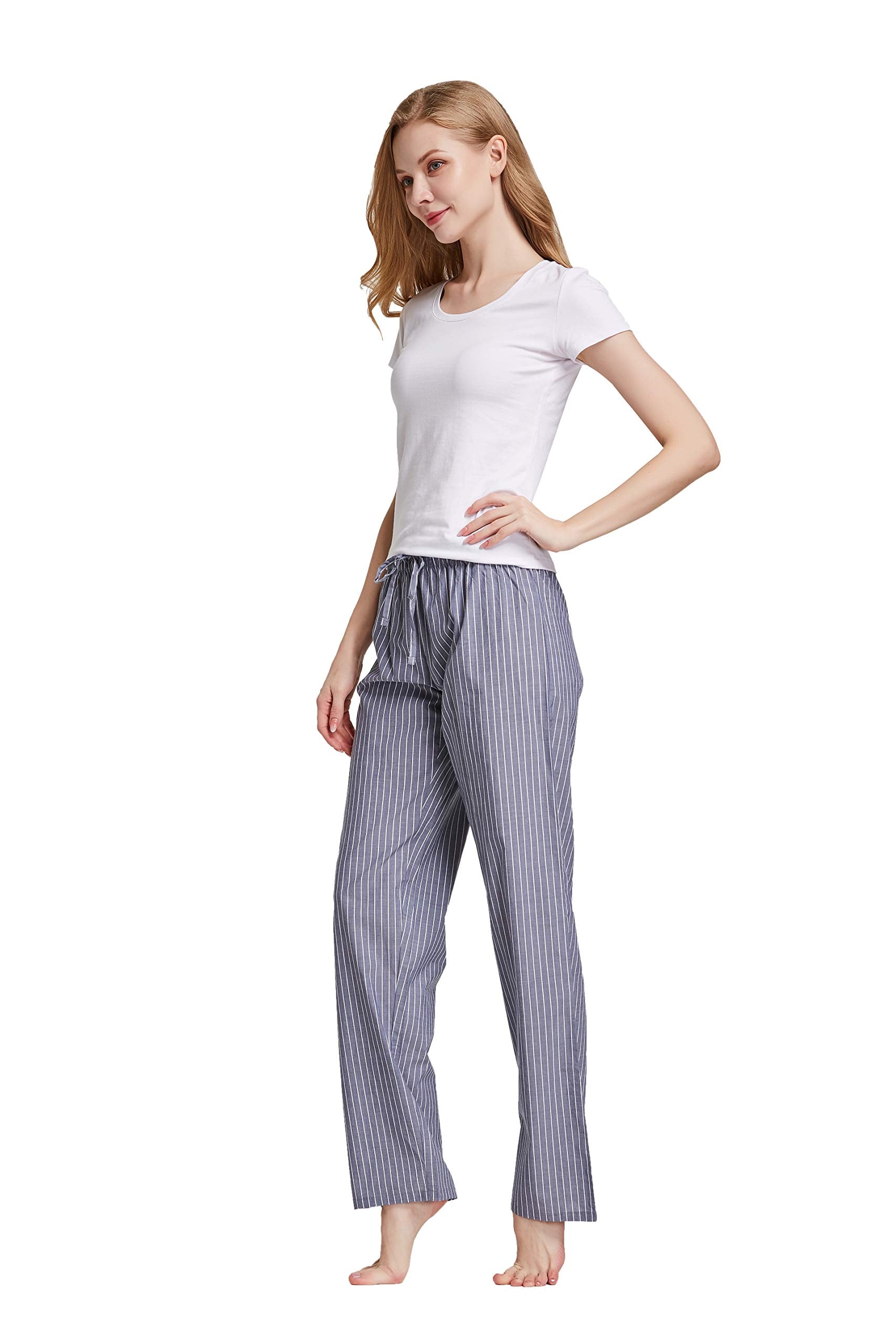 CYZ Women's 100% Cotton Woven Poplin Sleep Pajama Pants