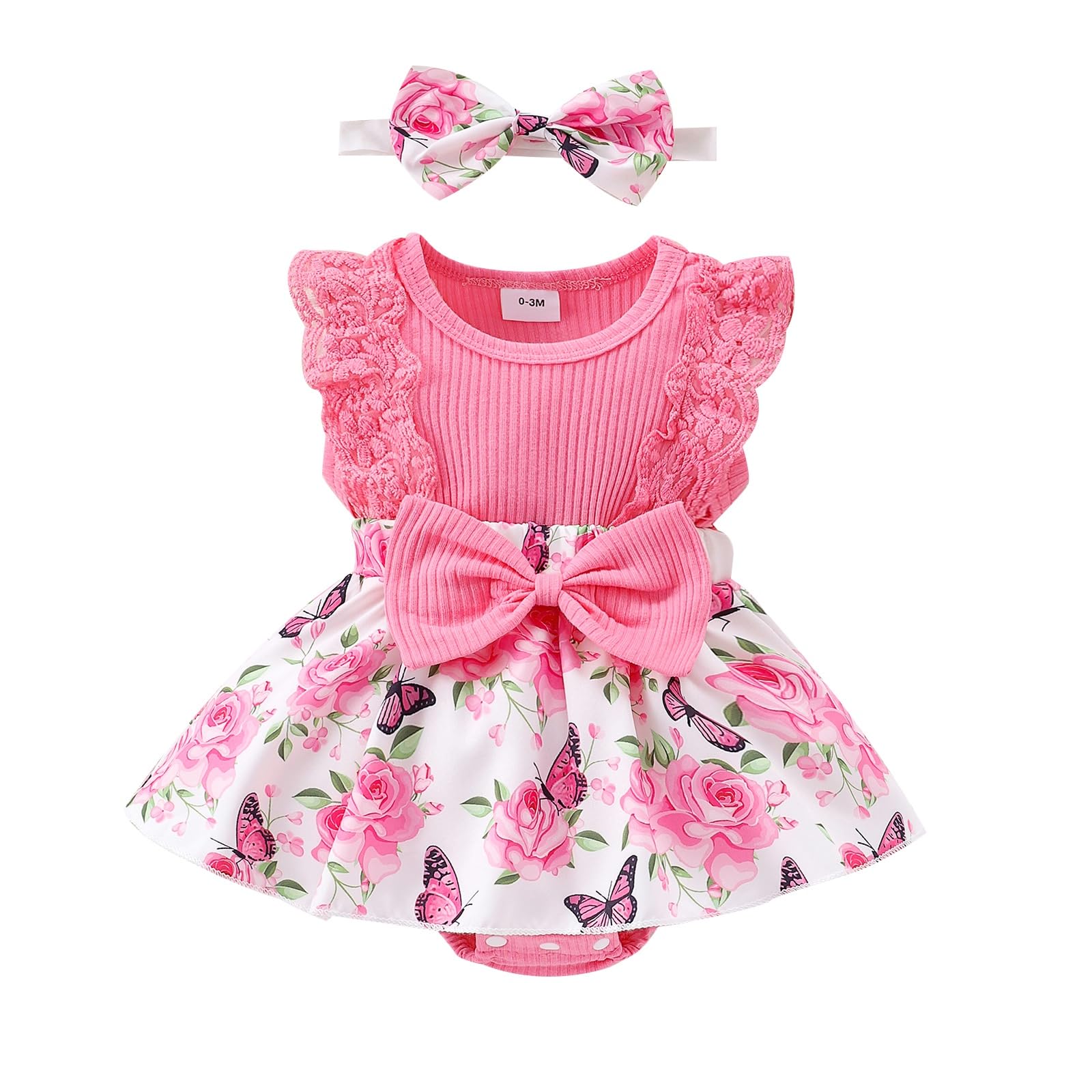 Baby Girl Clothes Newborn Romper Dress Infant Lace Ruffle Sleeveless Summer Outfits with Headband 0-12 Months WEBE CLOTHING