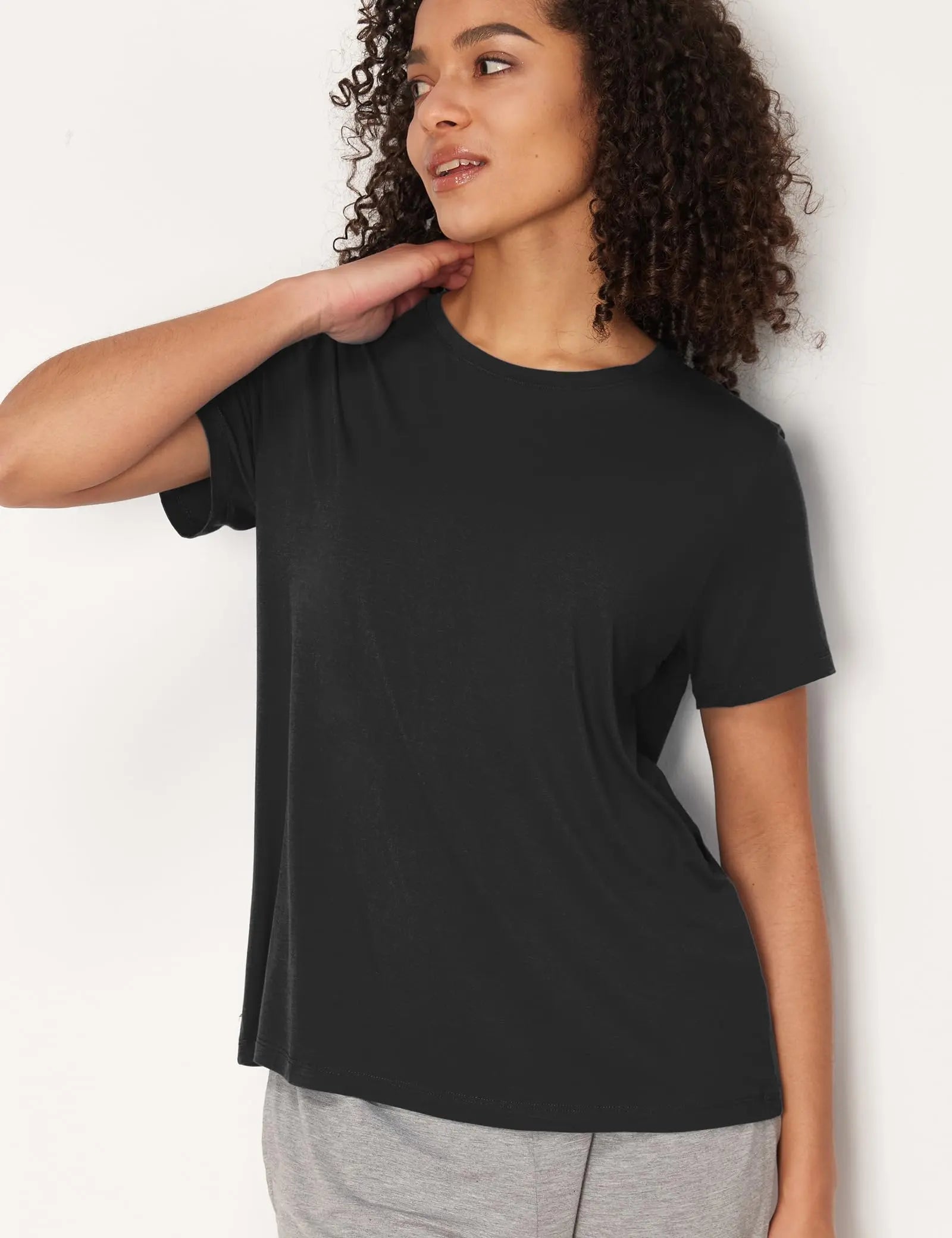 GYS Women's Pajama Tops Bamboo-derived Viscose Soft Comfy Short Sleeve Basic Lounge Tops