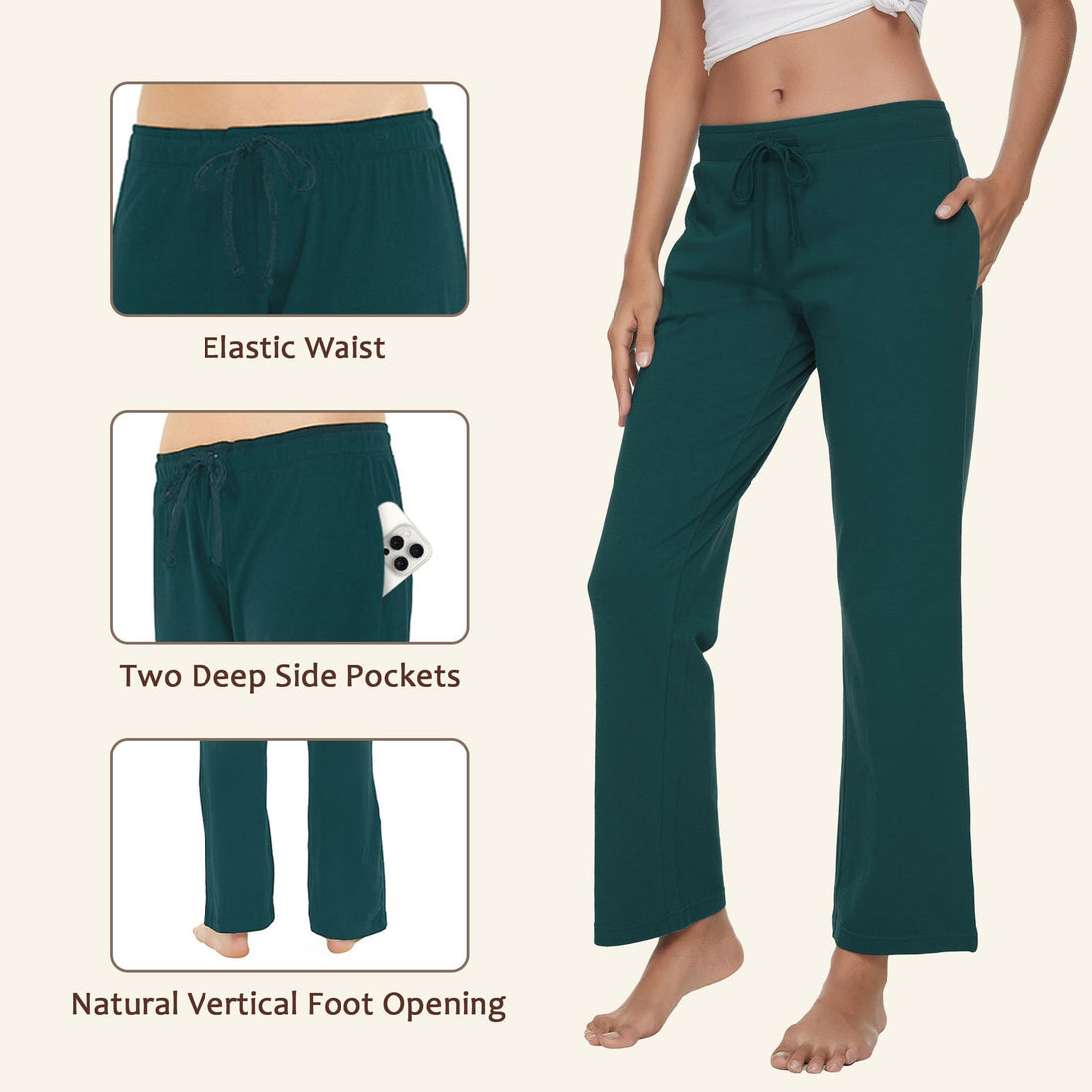 U2SKIIN Pajama Pants for Women Soft, Cotton Comfortable Womens Lounge Sleep Pj Bottoms for Women