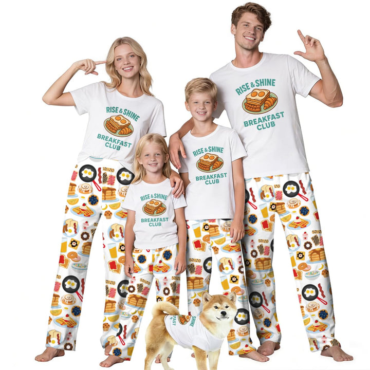 MI X TEE Matching Family Pajamas Set, Cartoon Graphic Print Mommy and Me Matching Outfits, Soft Nightwear for Family
