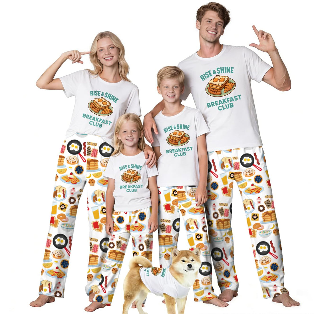 MI X TEE Matching Family Pajamas Set, Cartoon Graphic Print Mommy and Me Matching Outfits, Soft Nightwear for Family WEBE CLOTHING