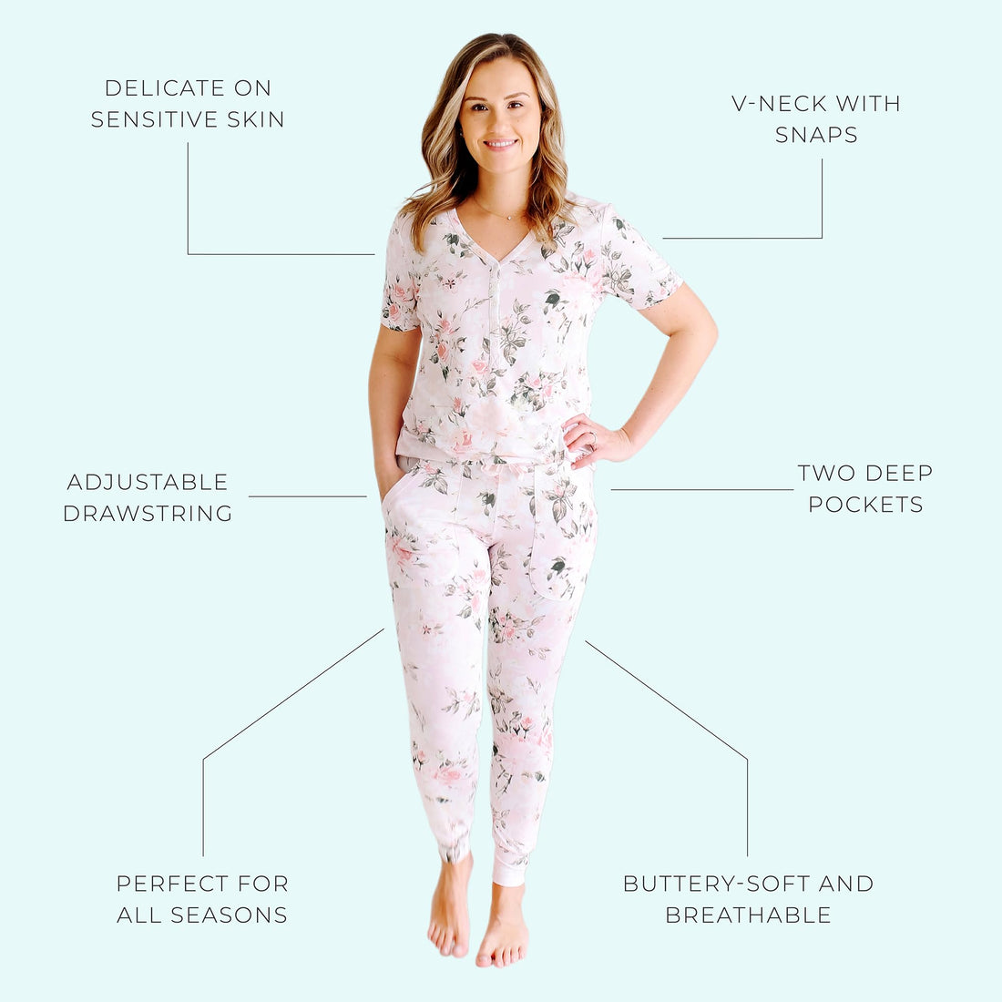 Posh Peanut Adult Pajamas Set - Two Piece Loungewear - Soft Viscose from Bamboo Nightwear PJs WEBE CLOTHING