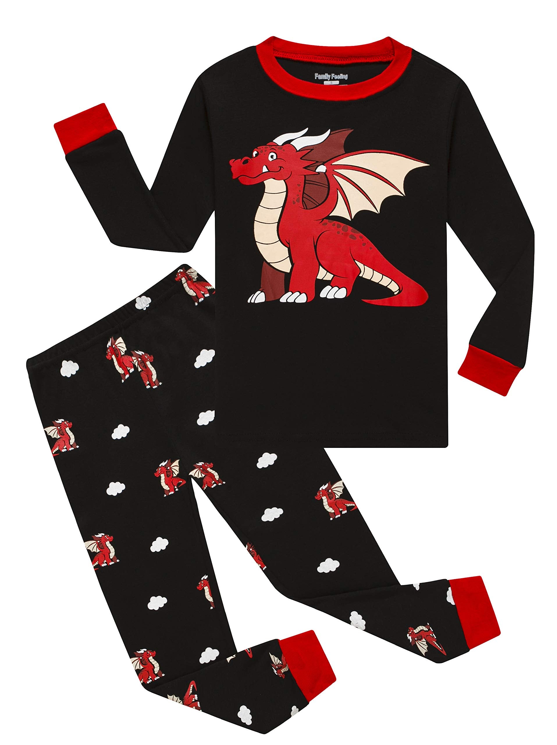 Family Feeling Kids & Toddler Boys Pajamas 2 Piece Pjs Set 100% Cotton Sleepwear