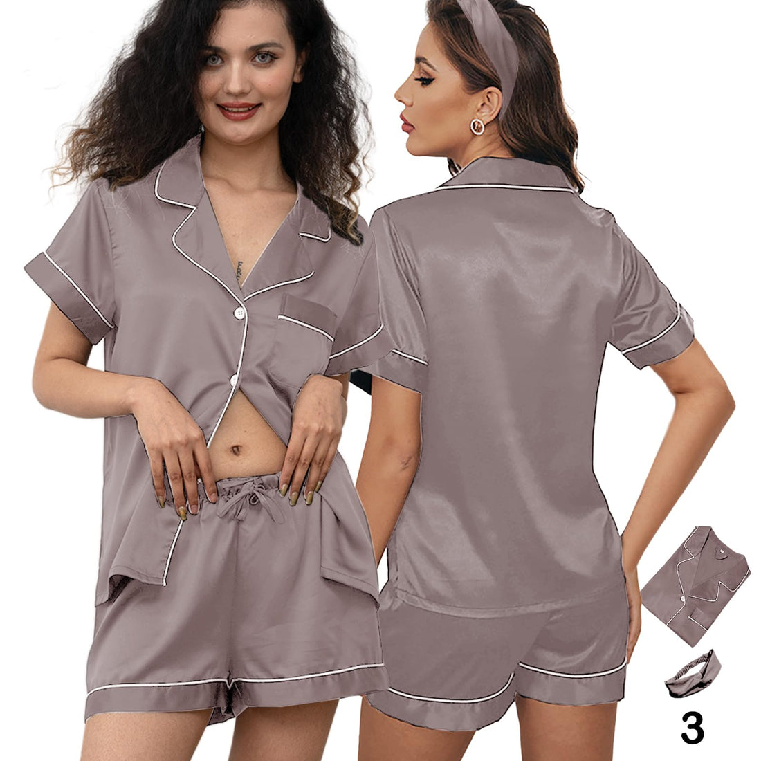 3Pcs Silk Pajamas XS-4XL Womens Satin Pajama Short Floral Sleepwear Bride Soft Pj Lounge Sets Pjs Shorts Set WEBE CLOTHING