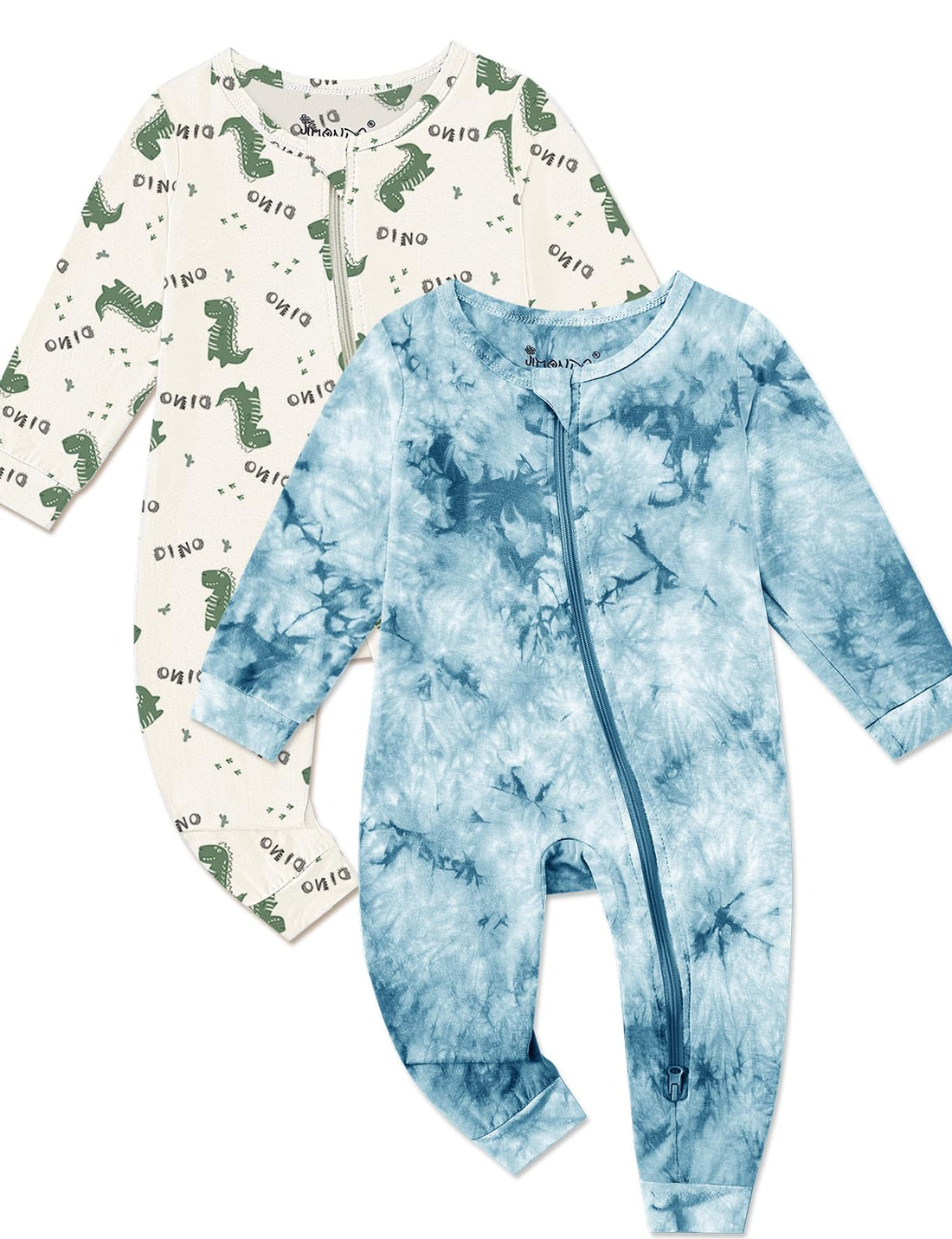 Jimonda Baby Girls Boys Footless Pajamas,Rayon From Bamboo Pjs 2 Way Zipper Long Sleeve Soft Sleeper,Infant Tie-dye Romper