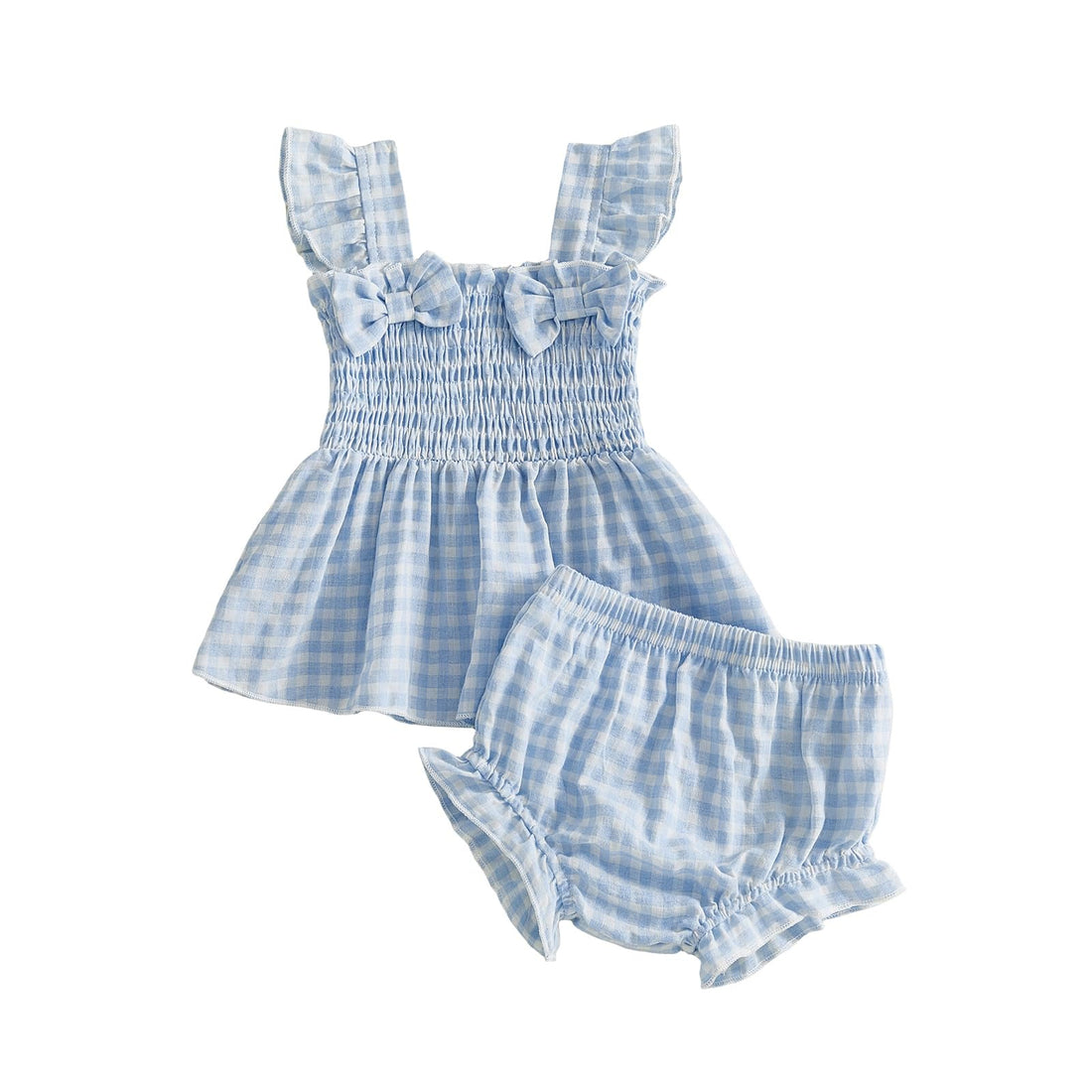 Baby Girl Clothes Infant Summer Outfits Set Plaid Ruffle Sleeve Shirt Tops and Bloomers Shorts WEBE CLOTHING