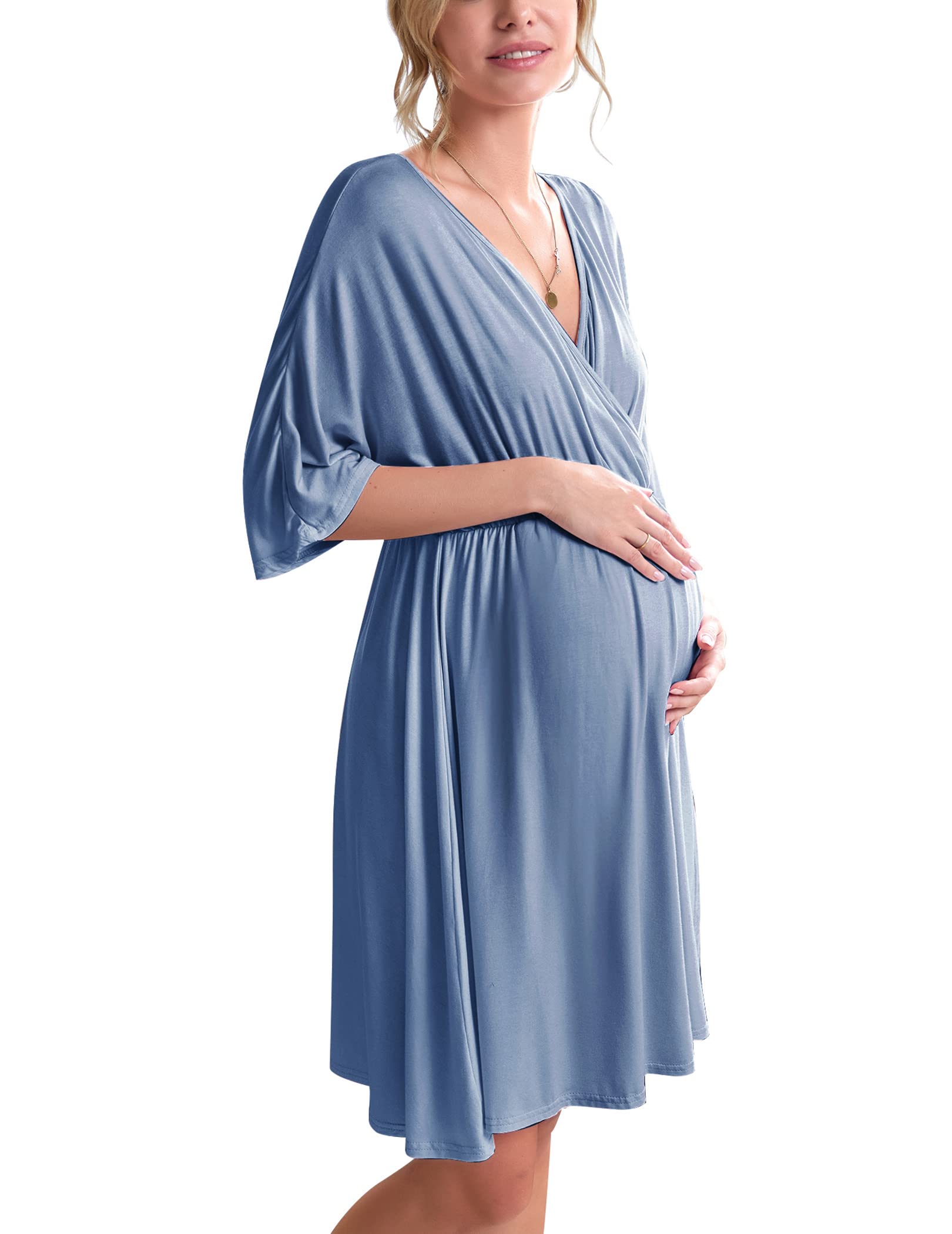 Ekouaer 3 in 1 Labor/Delivery/Hospital Gown Maternity Dress Nursing Nightgown Sleepwear for Breastfeeding