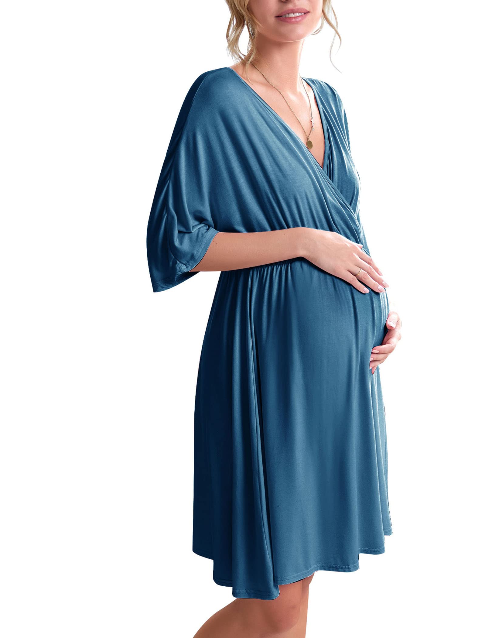 Ekouaer 3 in 1 Labor/Delivery/Hospital Gown Maternity Dress Nursing Nightgown Sleepwear for Breastfeeding
