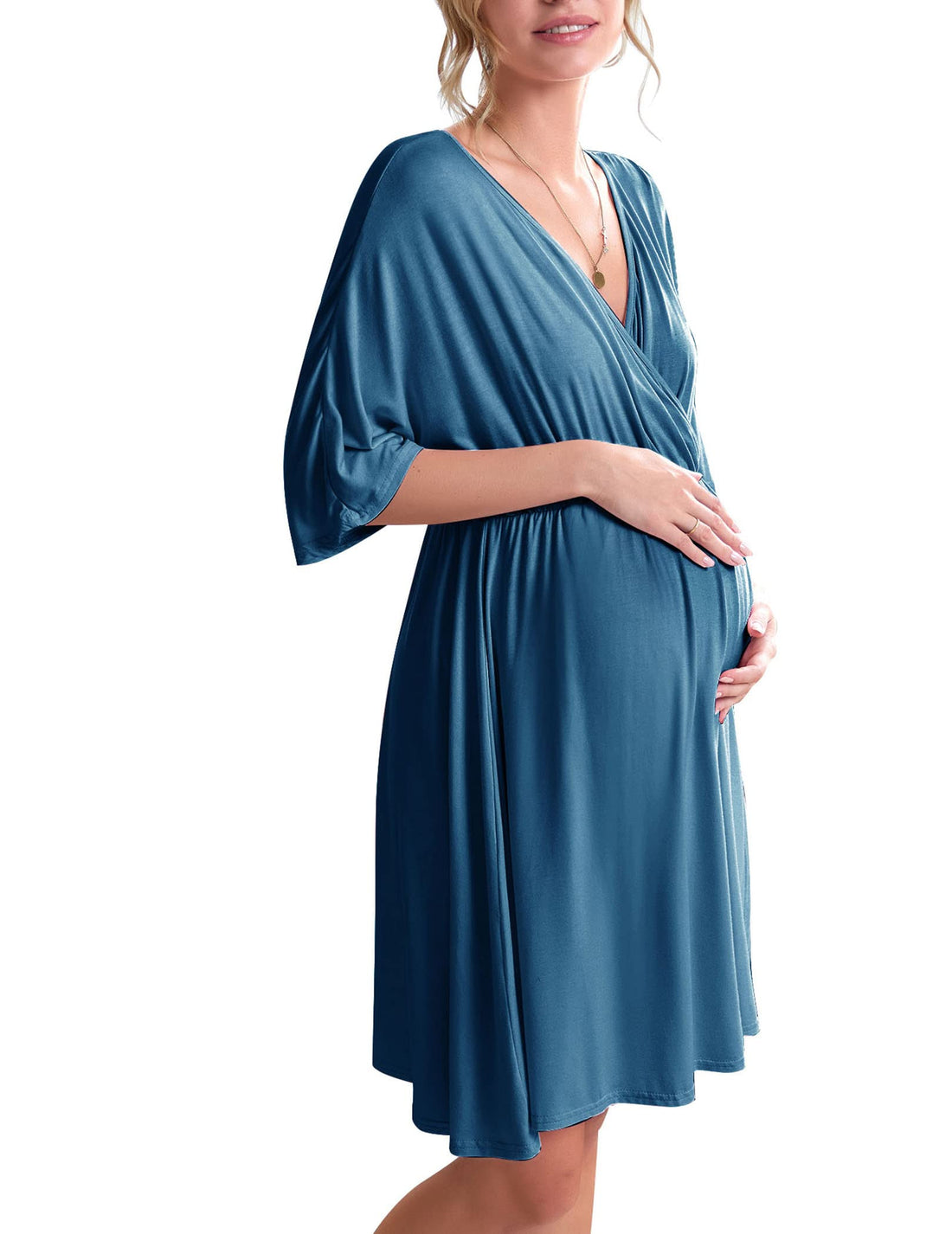 Ekouaer 3 in 1 Labor/Delivery/Hospital Gown Maternity Dress Nursing Nightgown Sleepwear for Breastfeeding