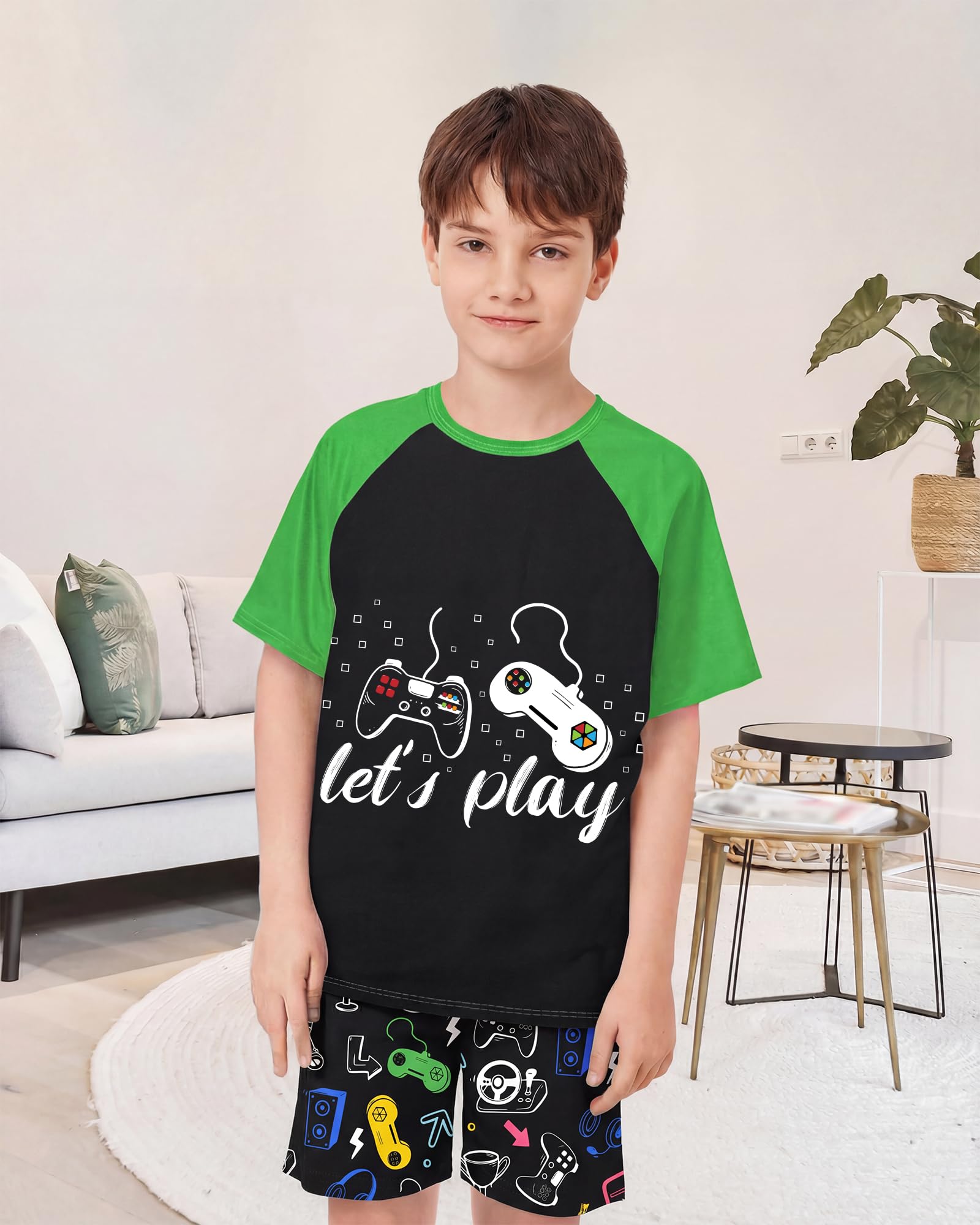 PASHOP Boys Pajamas Little Boys Summer Pajamas 2 Piece Short Sleeve Top and Shorts Sets Kids Pjs Sleepwears 3-10 Years