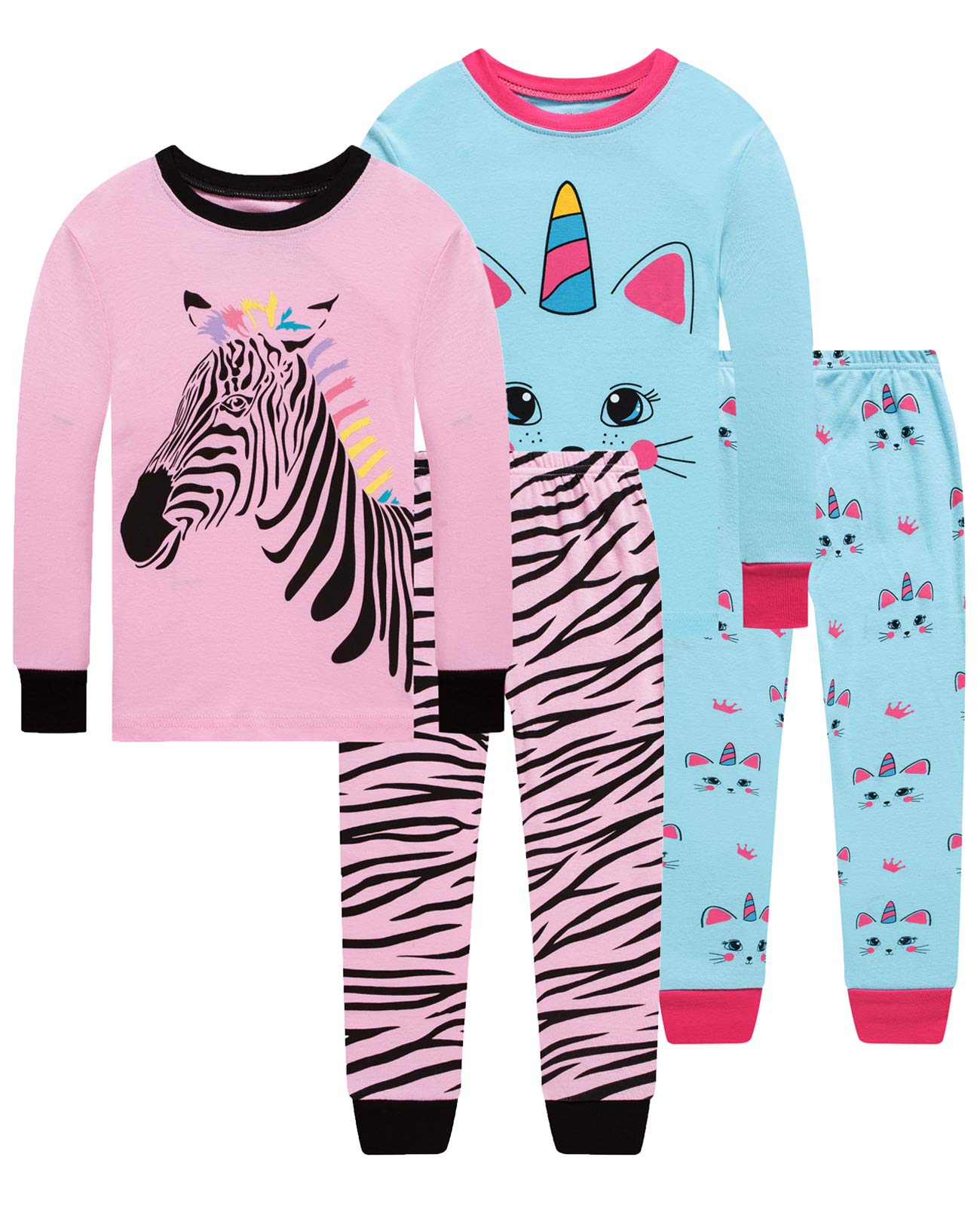 Dolphin&Fish Boys and Girls Soft Pajamas 100% Cotton Toddler Pjs Long Sleeve Kid Sleepwear Sets