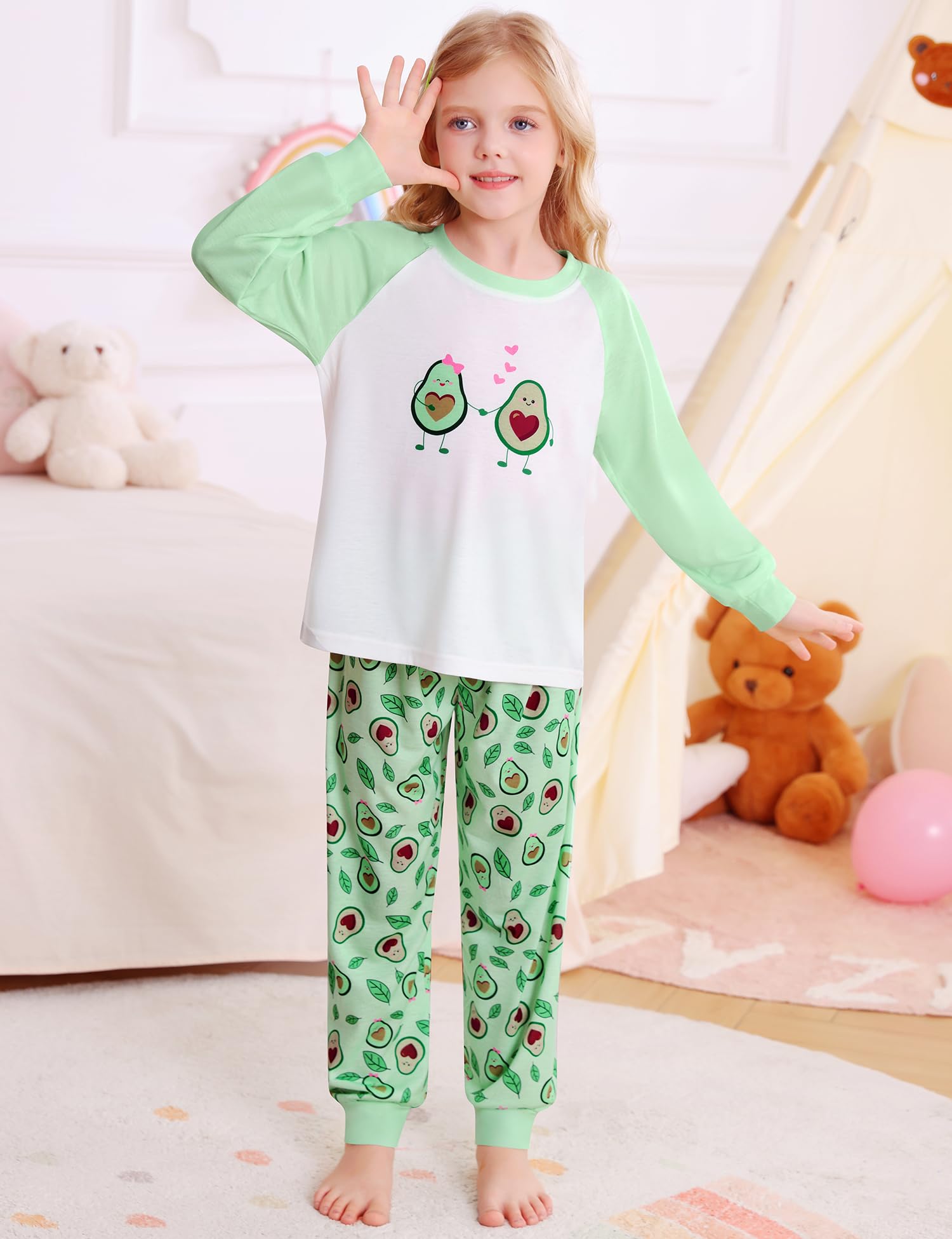 SWOMOG Girls Pajama Set Short Sleeve Tops & Ruffled Shorts with Pocket 2 Piece Summer Pajamas for Kids Size 6-15