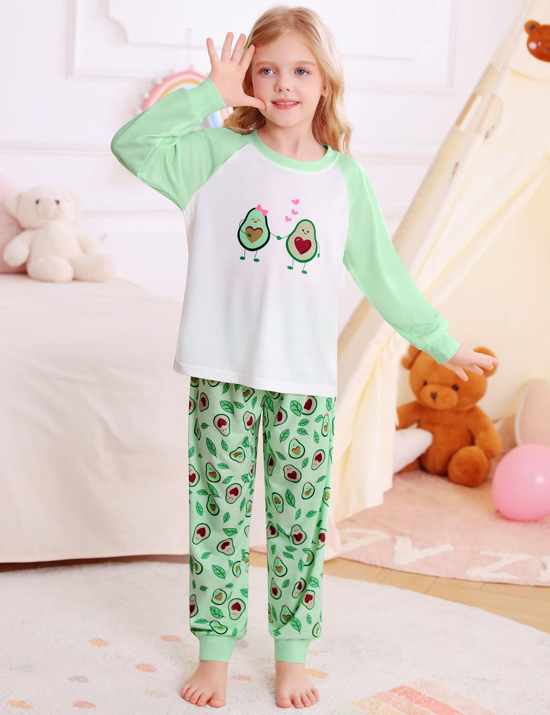 SWOMOG Girls Pajama Set Short Sleeve Tops & Ruffled Shorts with Pocket 2 Piece Summer Pajamas for Kids Size 6-15