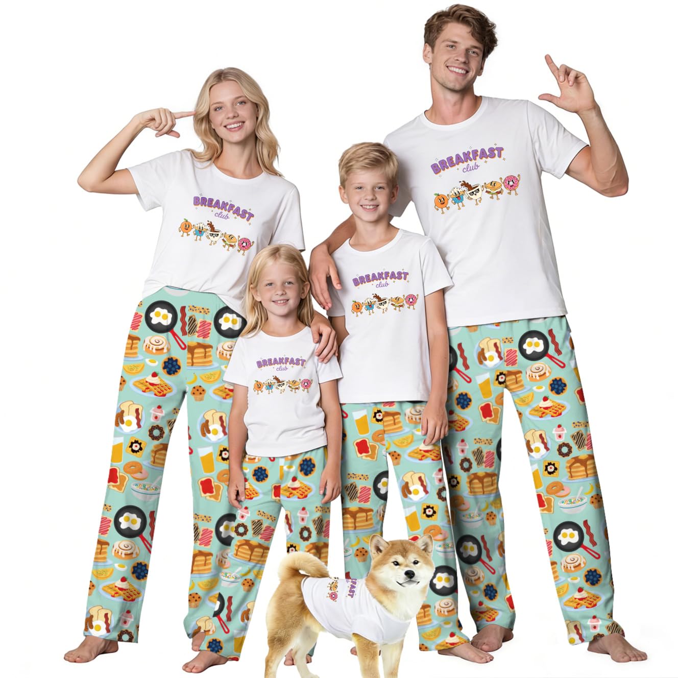 MI X TEE Matching Family Pajamas Set, Cartoon Graphic Print Mommy and Me Matching Outfits, Soft Nightwear for Family WEBE CLOTHING