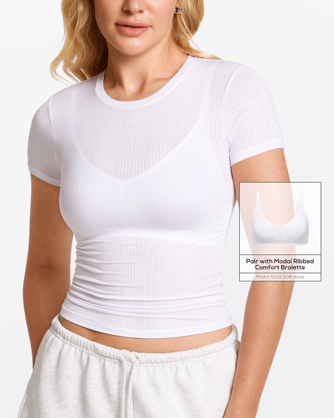Natrelax Short Sleeve Going Out Tops for Women Modal Ribbed T Shirt Crewneck Summer Basic Slim Fit Sleep Tee WEBE CLOTHING