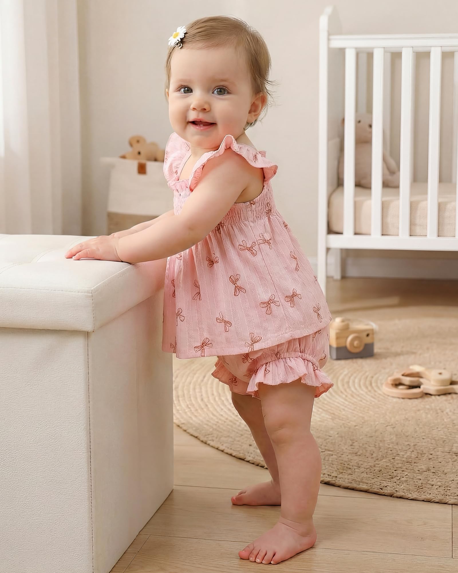 Jecson Newborn Baby Girl Summer Clothes Infant Girl Outfits Sleeveless Ruffle Top and Bloomers Shorts Set 0 3 6 12 Month WEBE CLOTHING