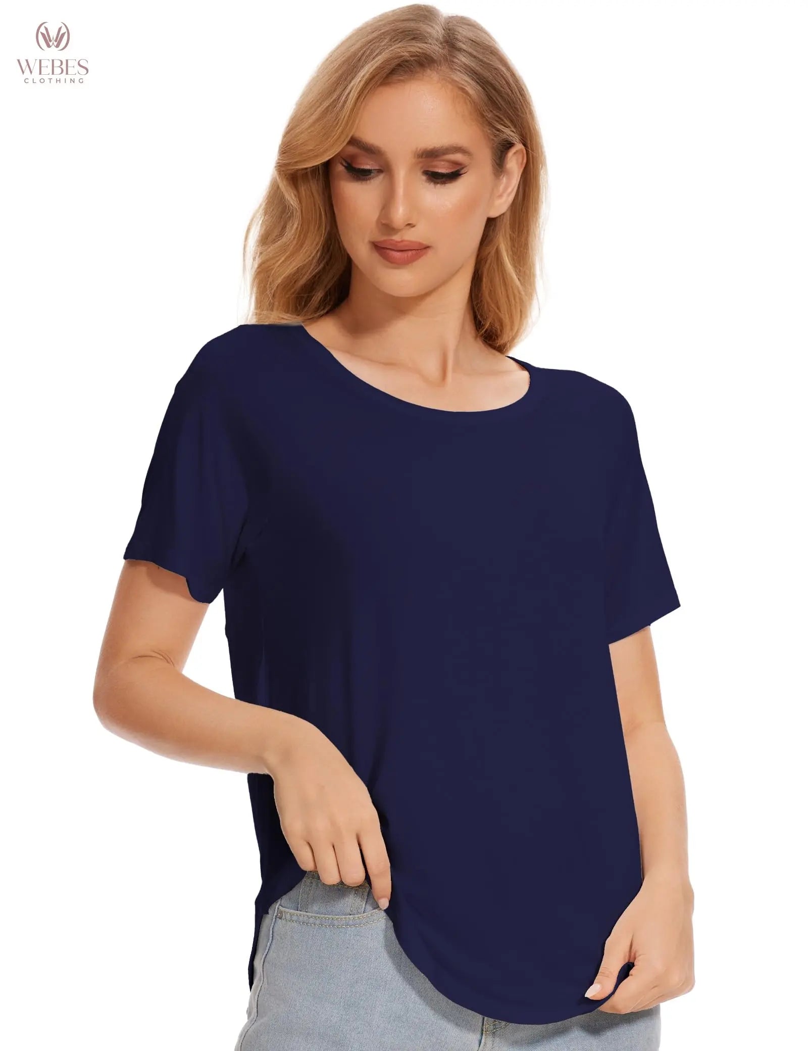 GYS Womens Pajama Tops Short Sleeve Shirts Summer Comfy Crew Neck Sleep T-Shirt