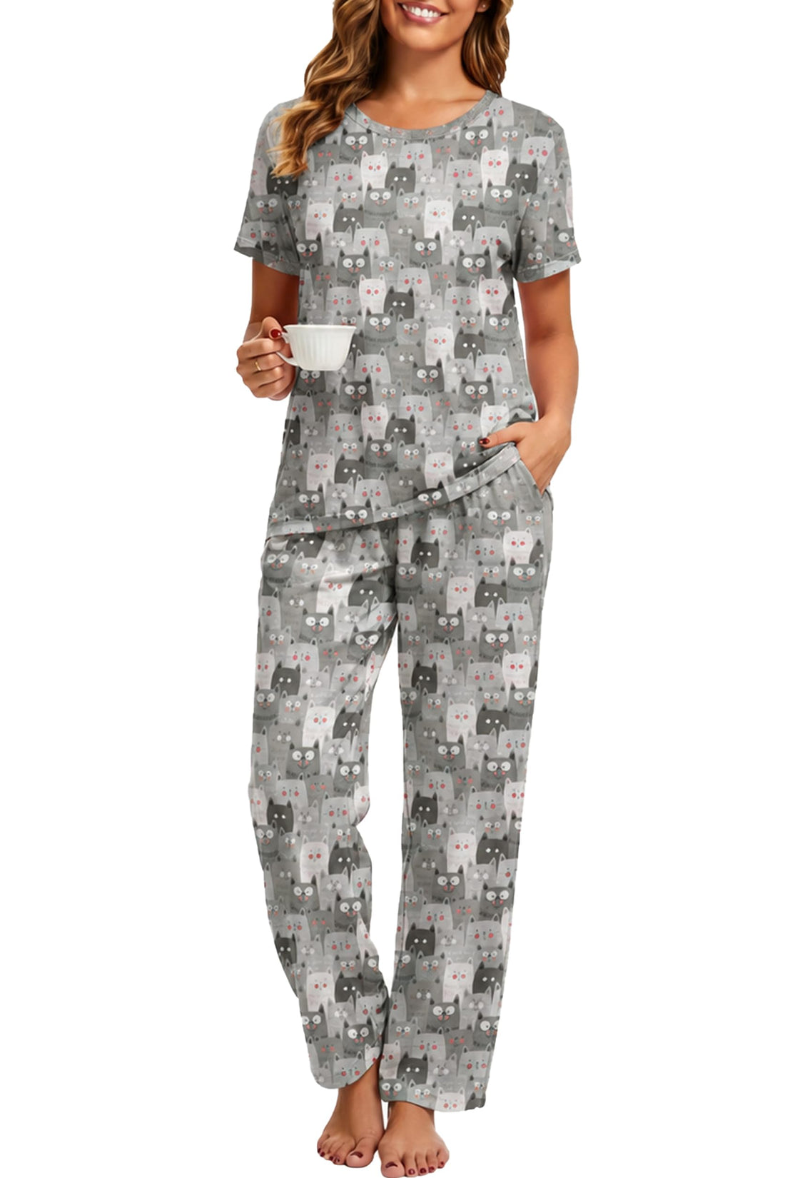 2 Piece Pjs Set For Womens Pajamas Lounge Set Long Sleeve Joggers Pants Sleepwear with Pockets WEBE CLOTHING