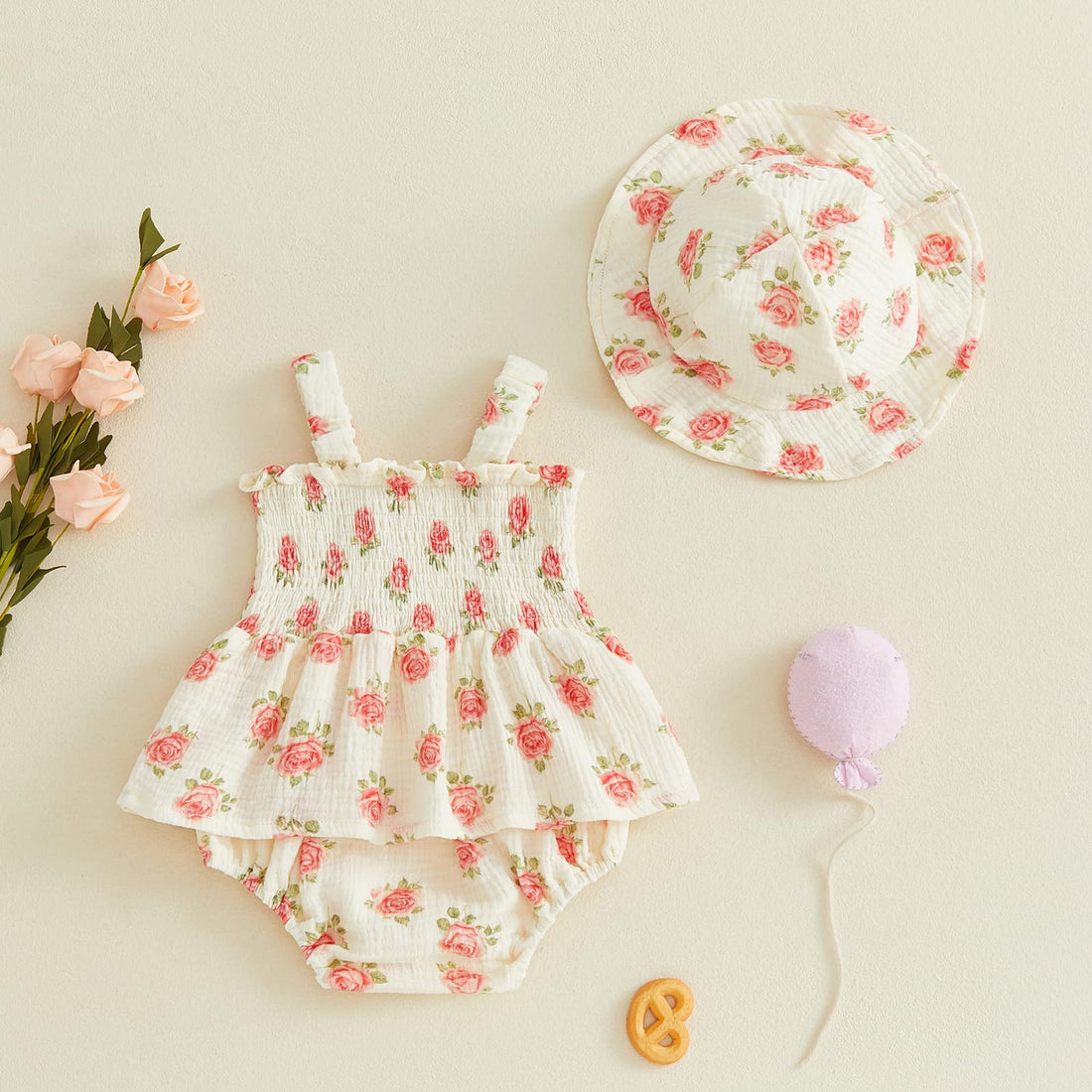 Mubineo Baby Girl Clothes Summer Dress Cotton Linen Romper Sleeveless Smocked Rompers Sun Dress Hat Skirt Boho Outfits WEBE CLOTHING