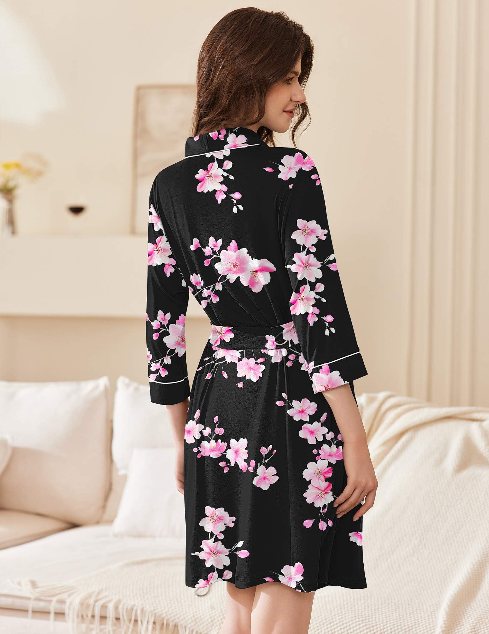 Ekouaer Women Robes Bathrobe Short Kimono Robe Soft Bathrobes with Pockets WEBE CLOTHING