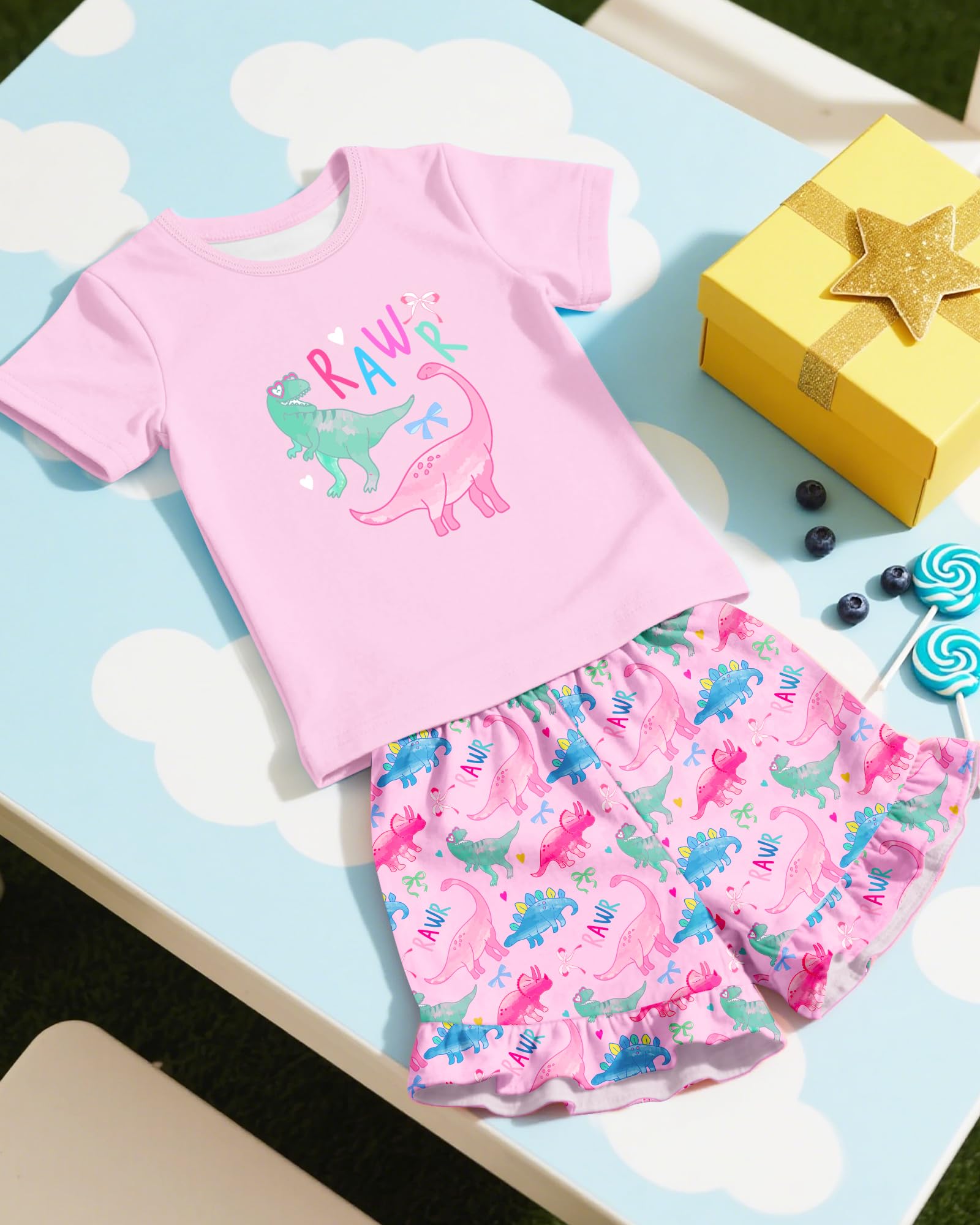 Sylfairy Girls Pajamas Summer Toddler Girl Pajamas Sets Short Sleeve Girls' Cute Sleepwear Pjs
