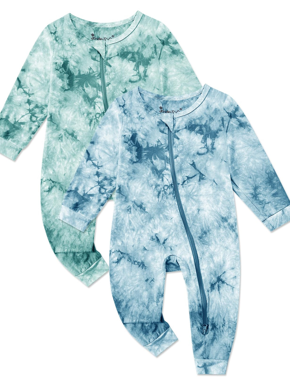 Jimonda Baby Girls Boys Footless Pajamas,Rayon From Bamboo Pjs 2 Way Zipper Long Sleeve Soft Sleeper,Infant Tie-dye Romper