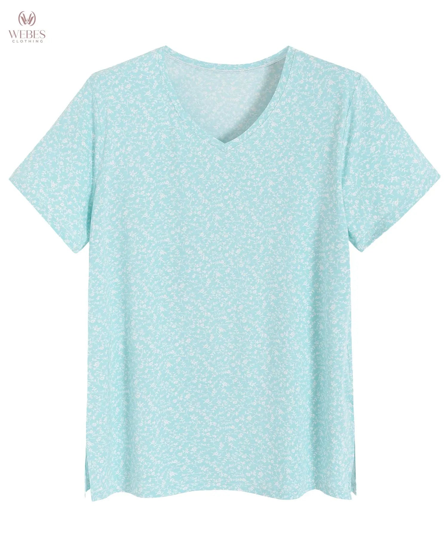 Latuza Women's Viscose Sleep T-Shirt V-Neck Pajamas Top