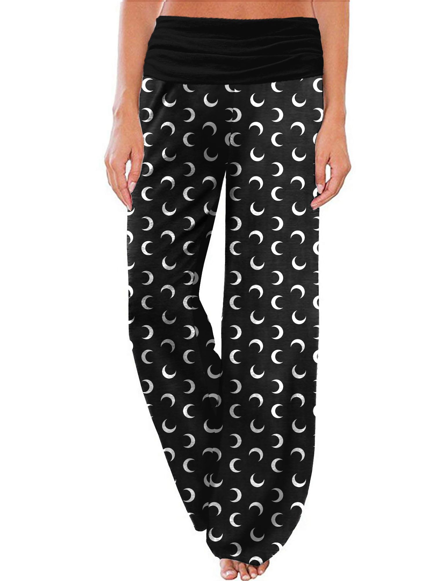 Gracyoga Women's Comfy Pajama Pants Wide Leg Lounge Palazzo Yoga Pants Stretch Casual Floral Print Fold Waist Pants